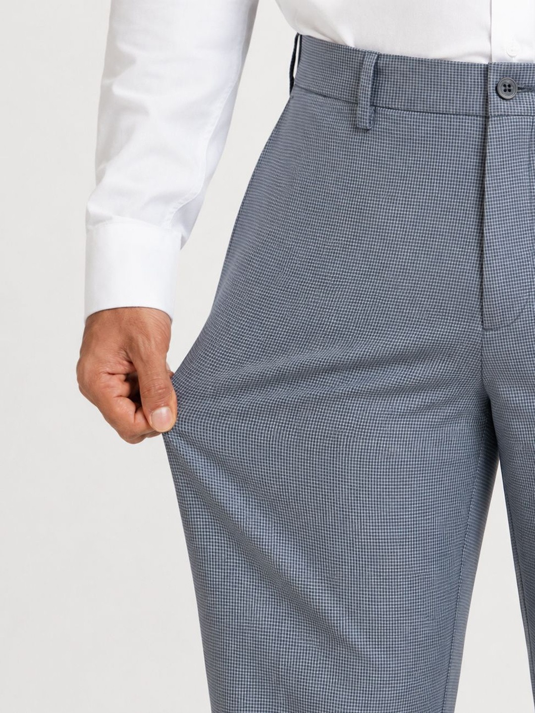 The Pant Project Men Grey Relaxed Wrinkle Free Trousers - Image 4