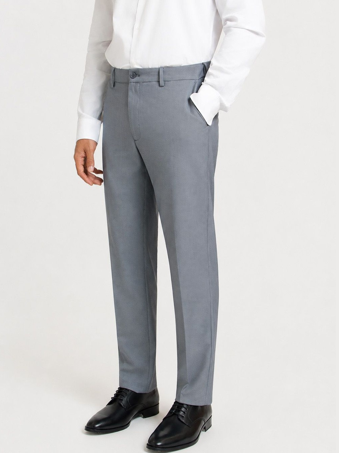 The Pant Project Men Grey Relaxed Wrinkle Free Trousers - Image 2