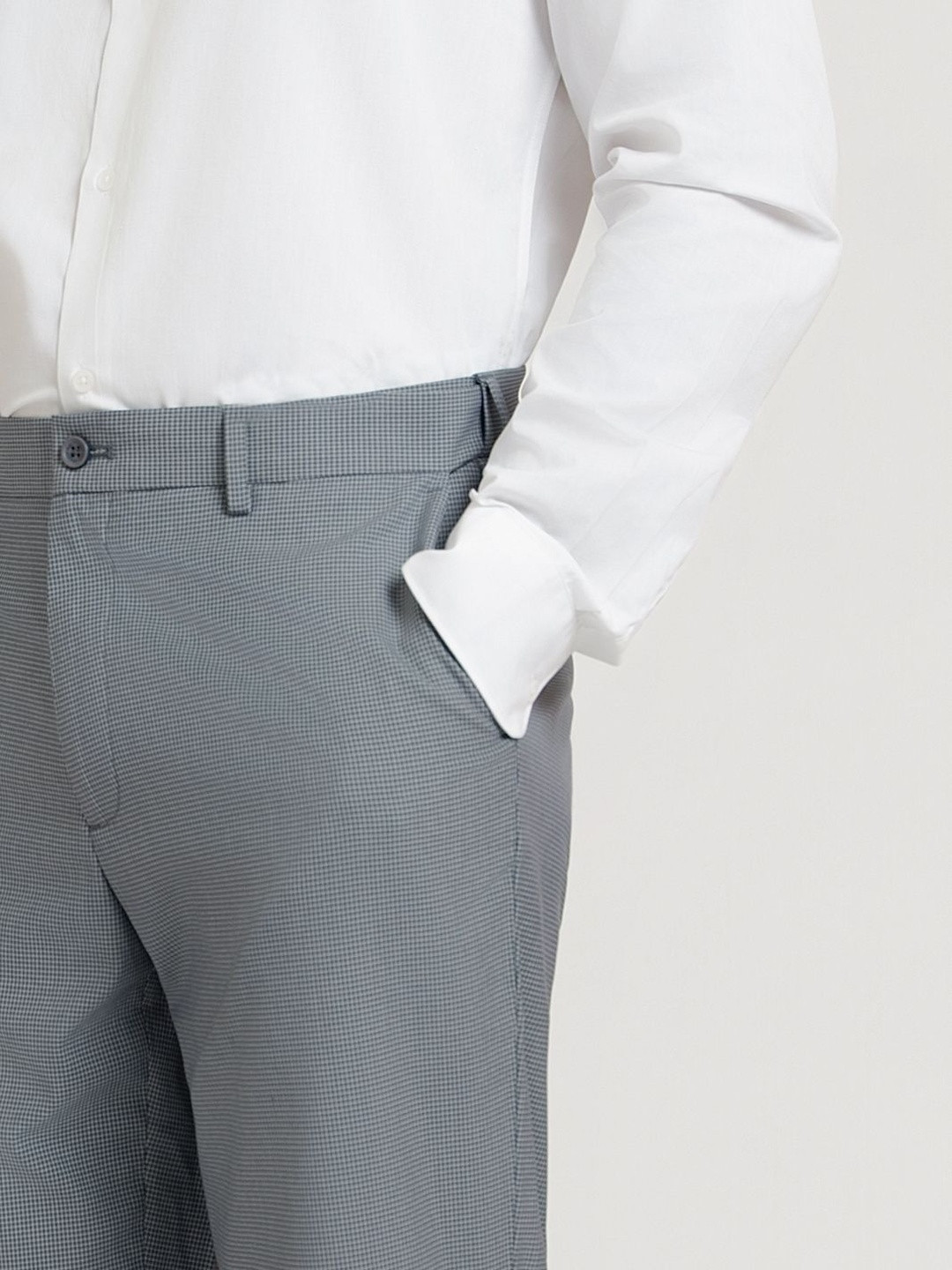 The Pant Project Men Grey Relaxed Wrinkle Free Trousers - Image 6