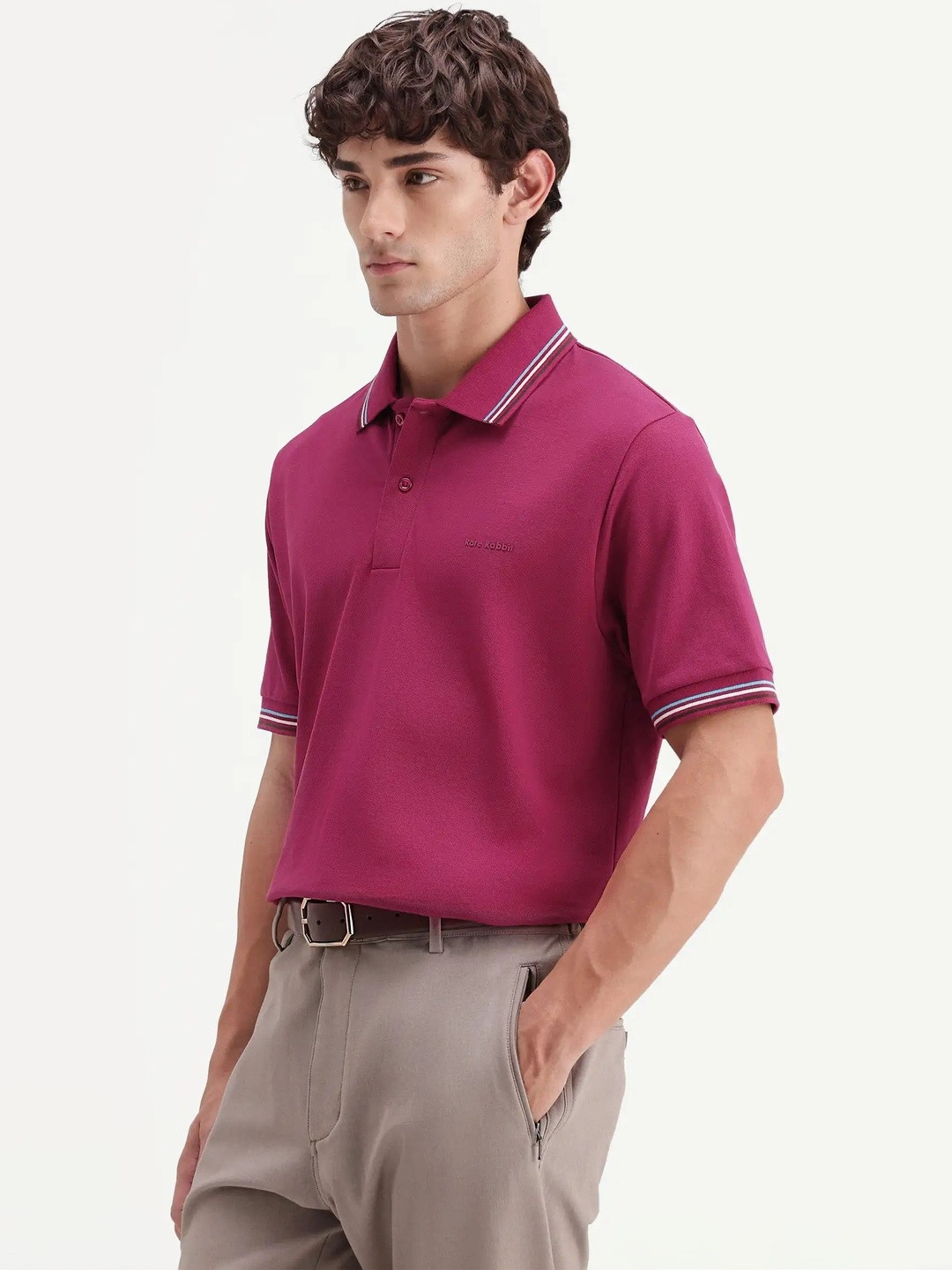 RARE RABBIT Men Polo Collar Short Sleeves T-shirt