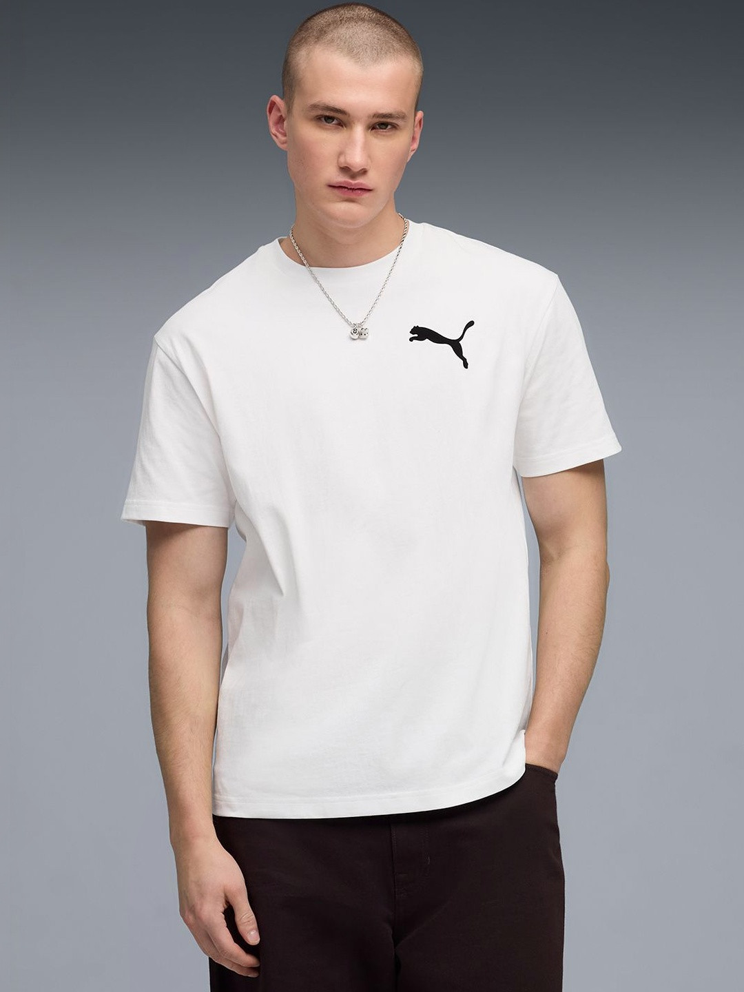 Puma Essentials Elevated Men's Cat Logo Relaxed Tee