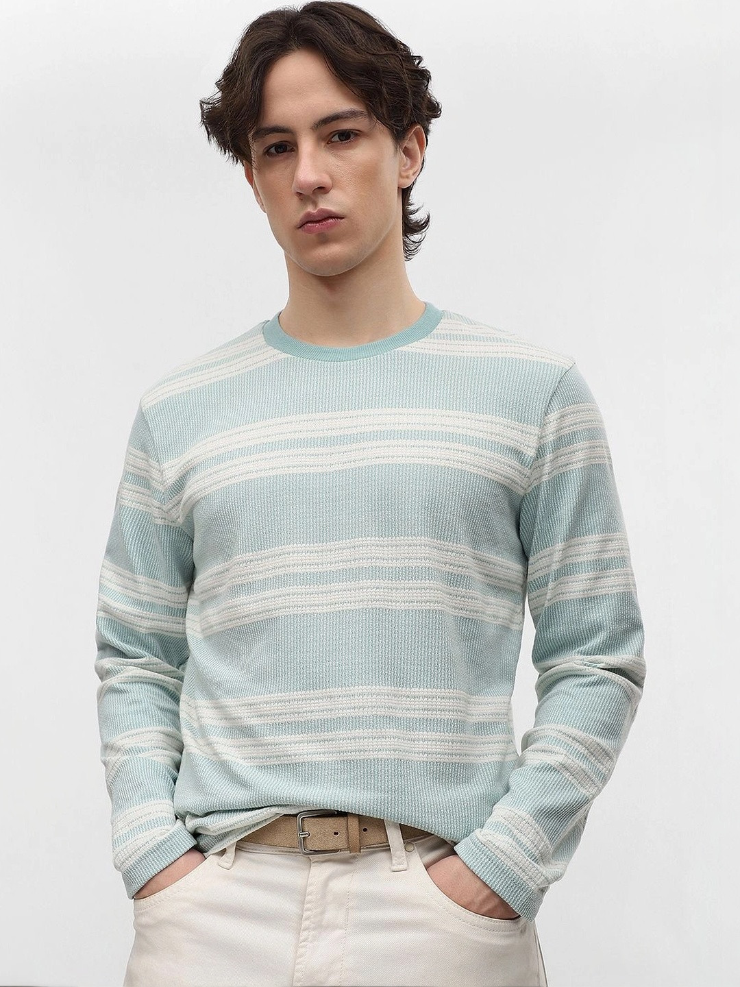 Mufti Men Striped Slim Fit T-shirt