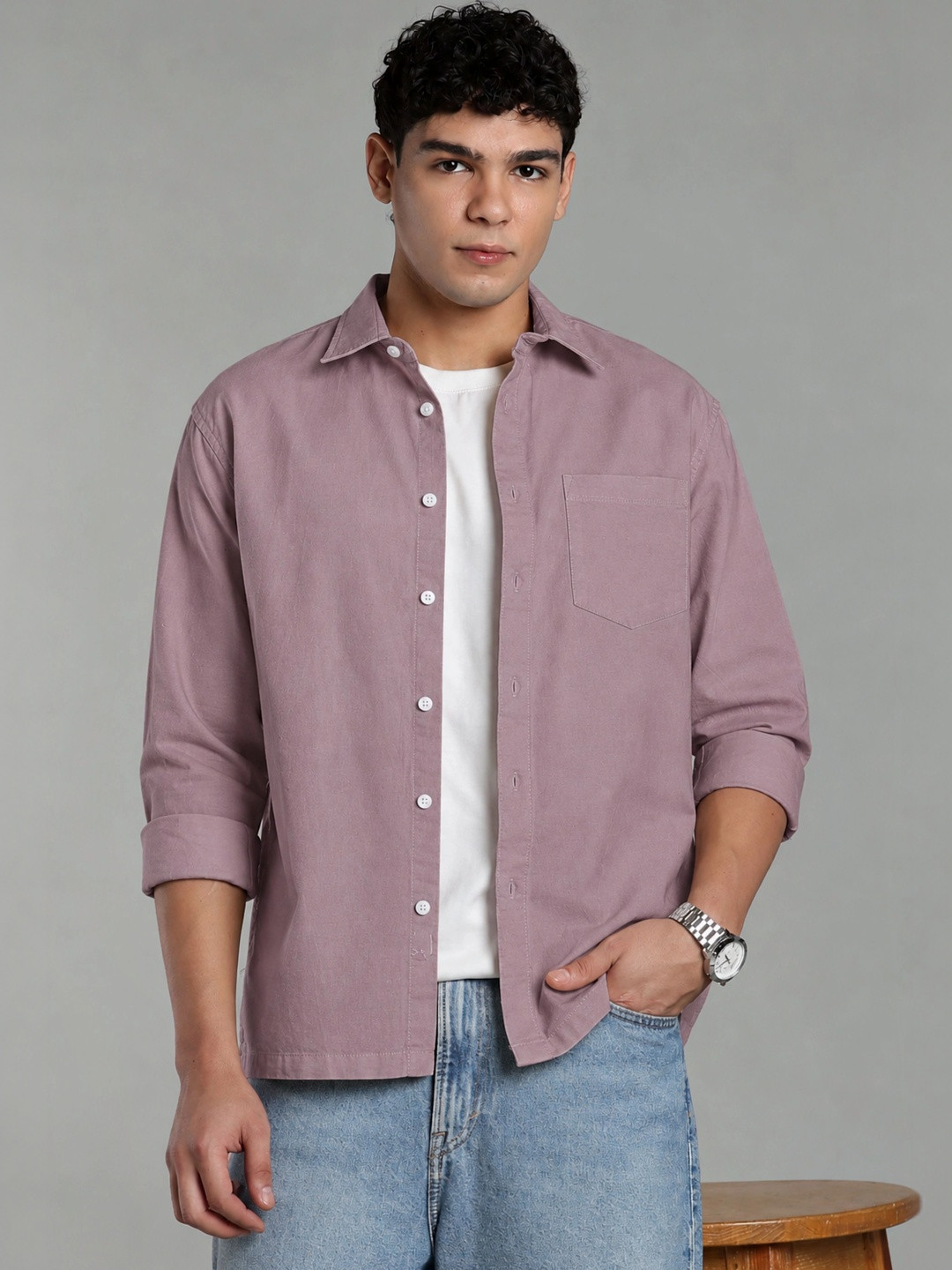 7TH LEGION Men Relaxed Sheer Casual Shirt - Image 1