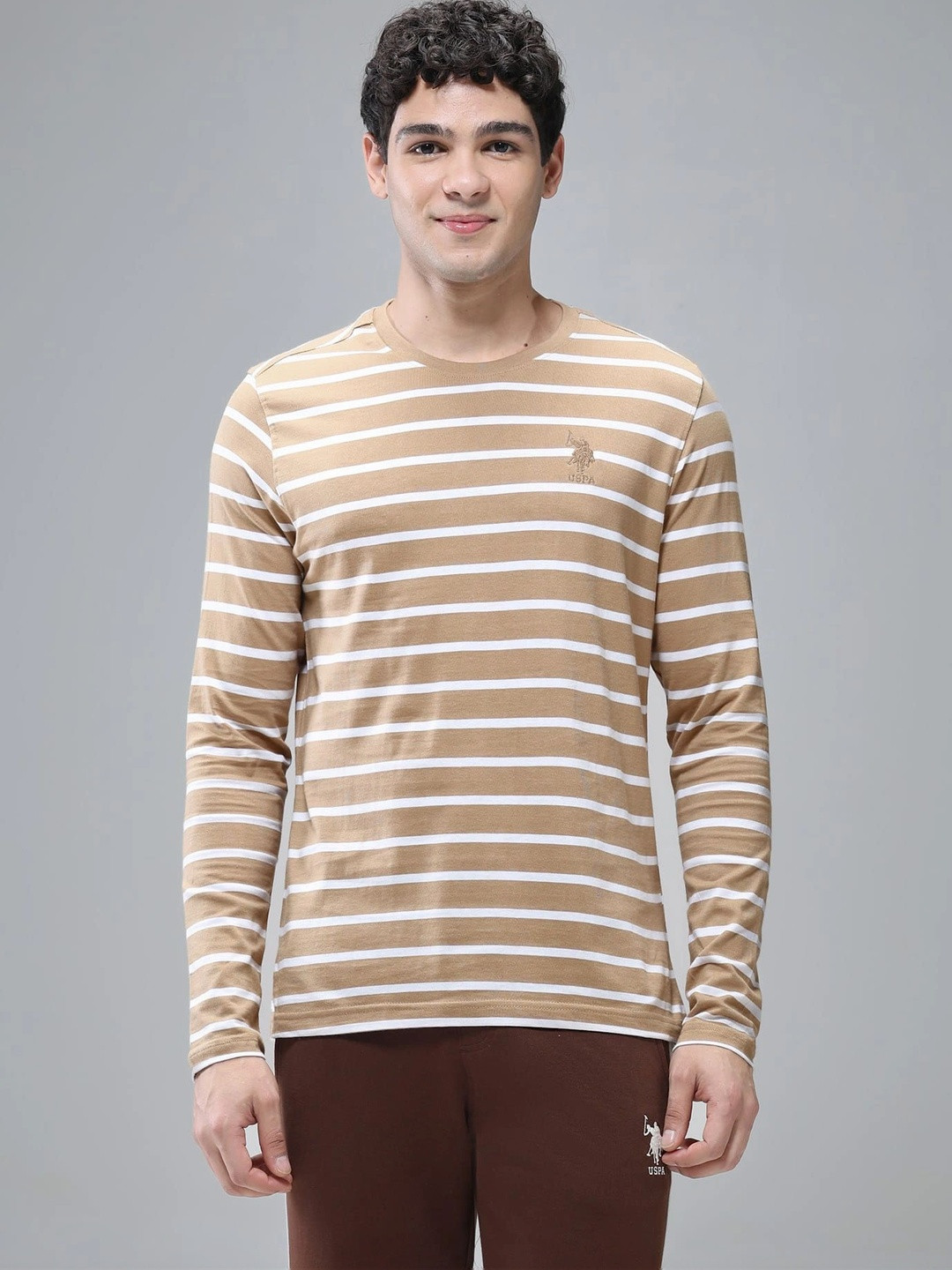 U.S. Polo Assn. Men Pure Cotton Striped  Lounge T-Shirt