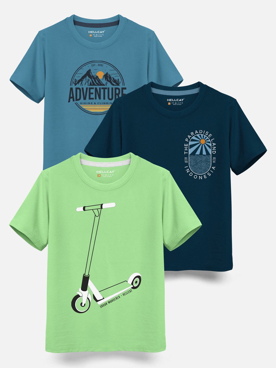 HELLCAT Boys Pack Of 3 T-shirts