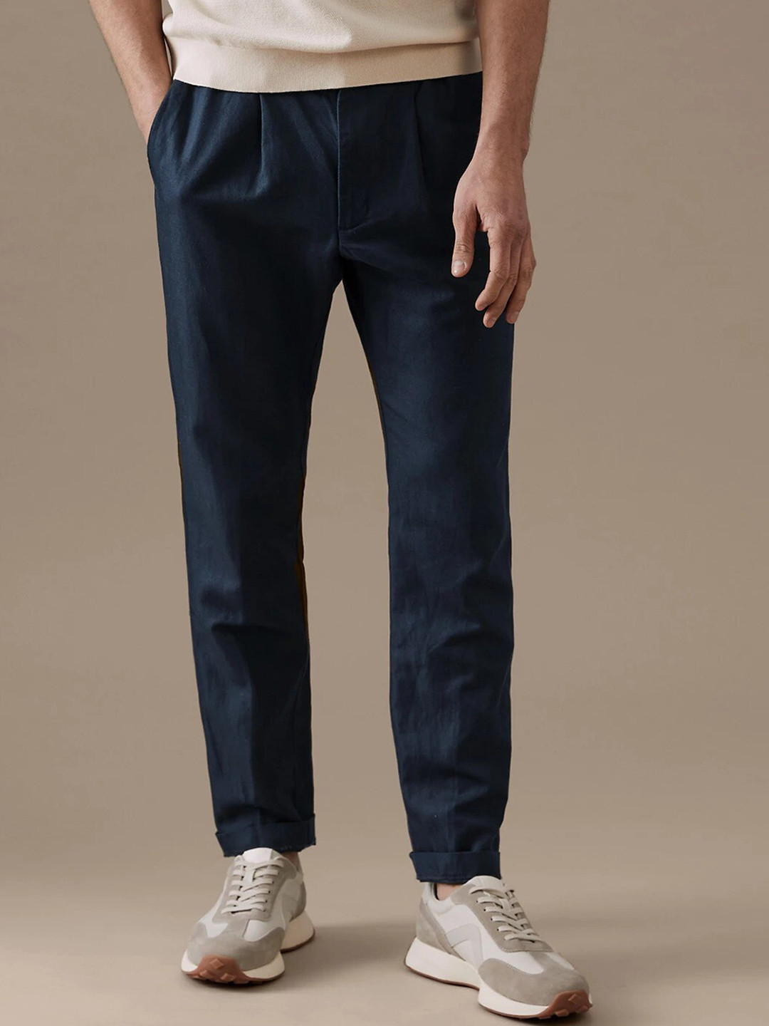 Marks & Spencer Tapered Fit Linen Blend Trousers