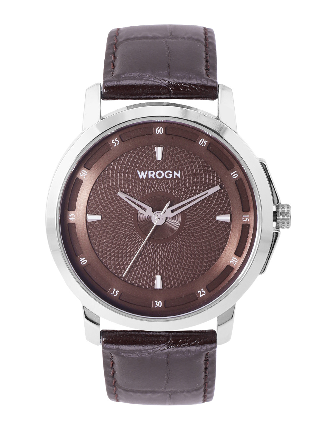 WROGN Men Brass Dial & Brown Straps Analogue Watch WR-6601-Brown