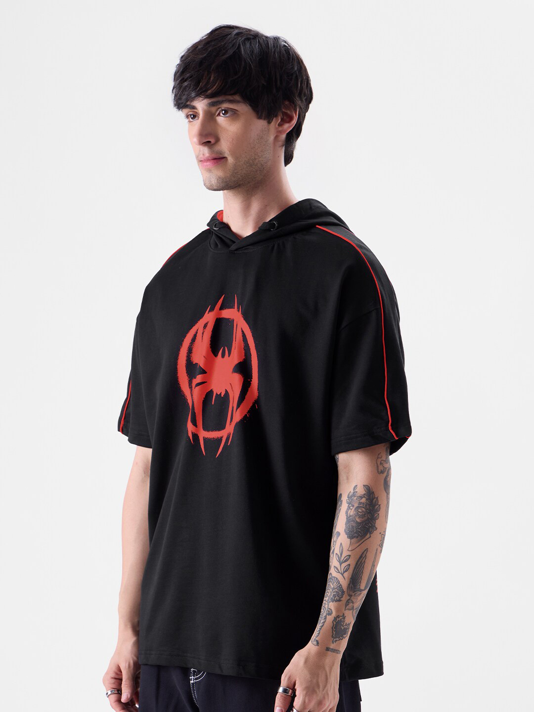 The Souled Store Men Oversized Spider Man Black T-Shirt - Image 3