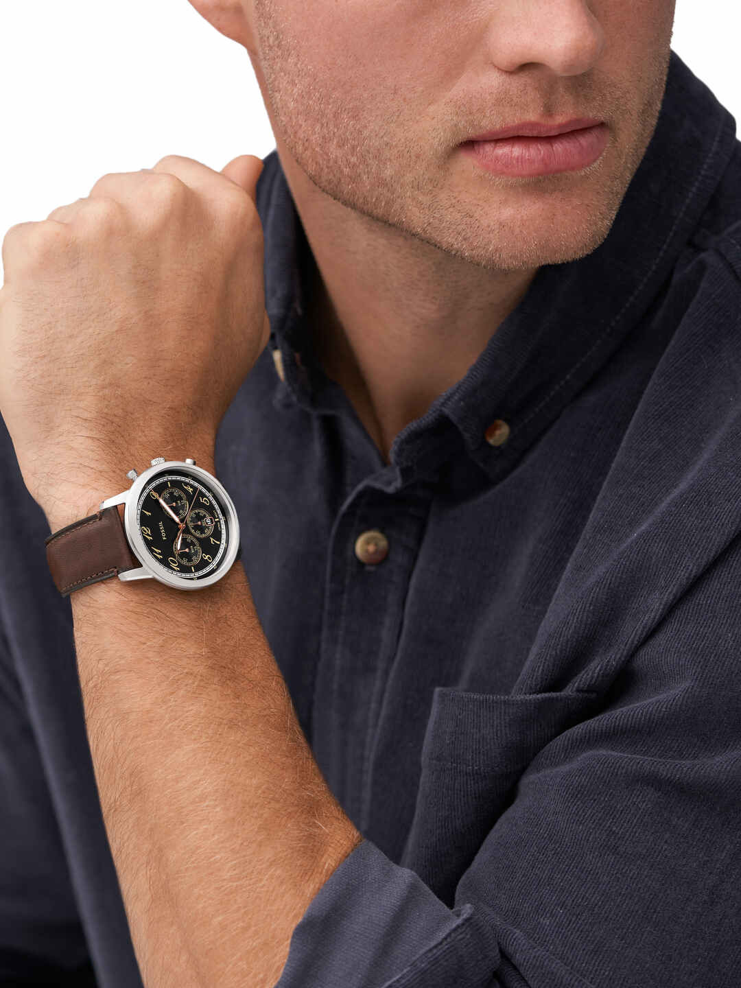Buy Fossil FS6024 Men's Leather Strap Analogue Watch - Image 5