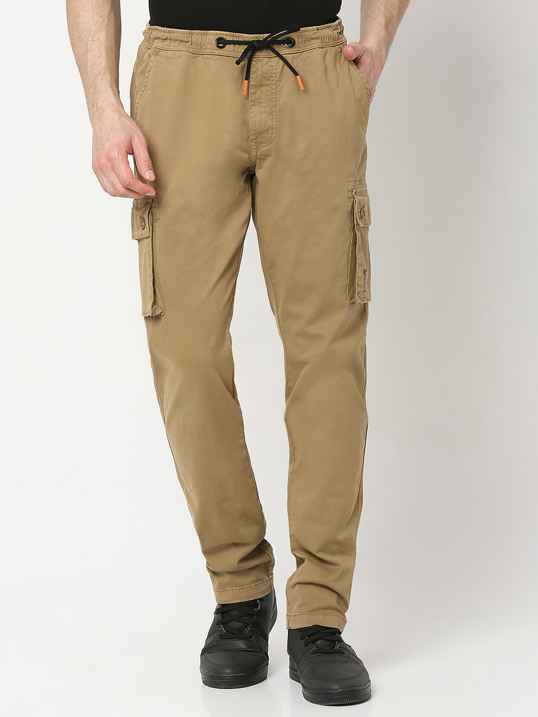 SPYKAR Men Solid Mid Rise Regular Fit Cargo Trousers