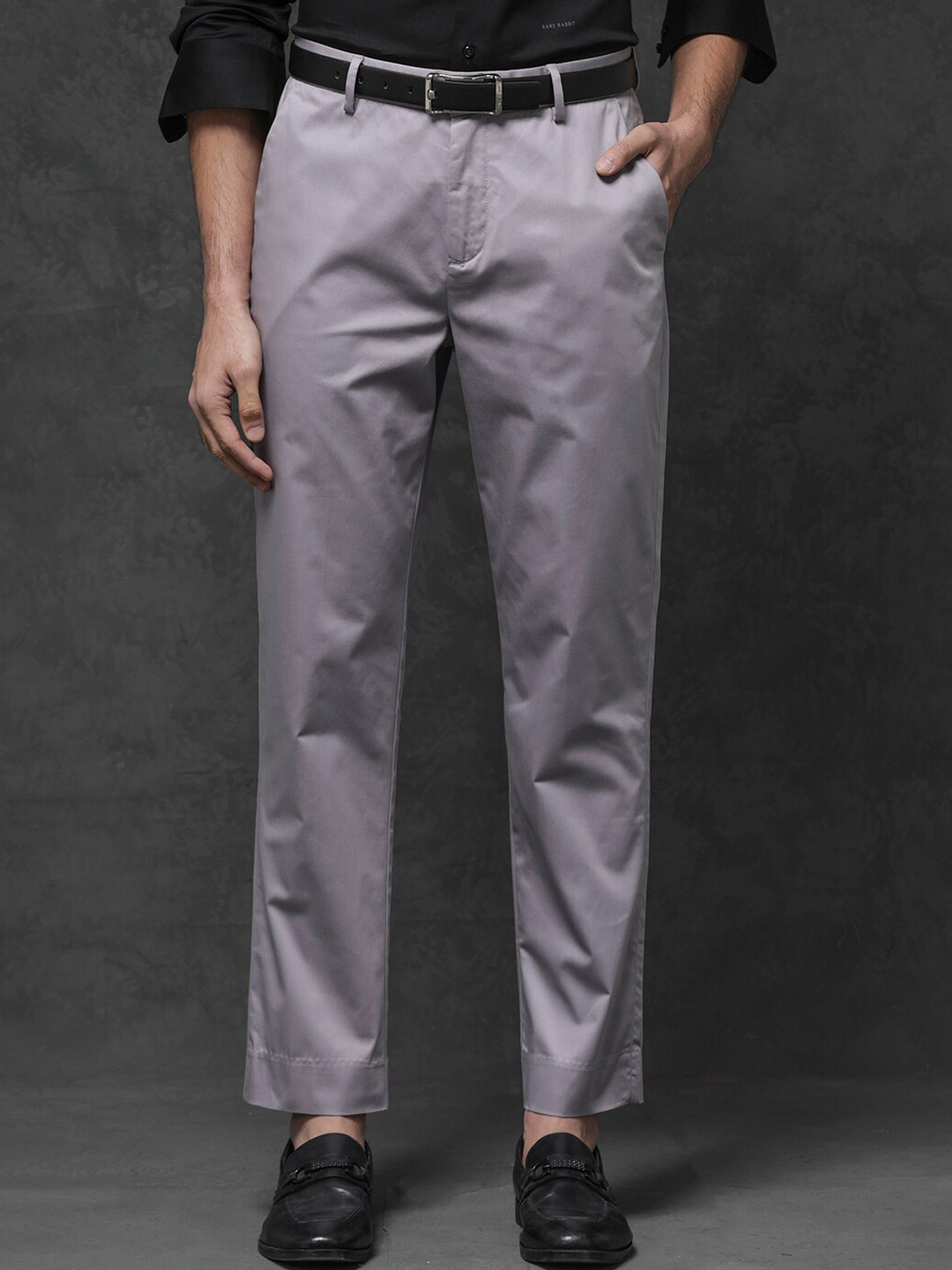 RARE RABBIT Men Purple Regular Fit Plain Trouser