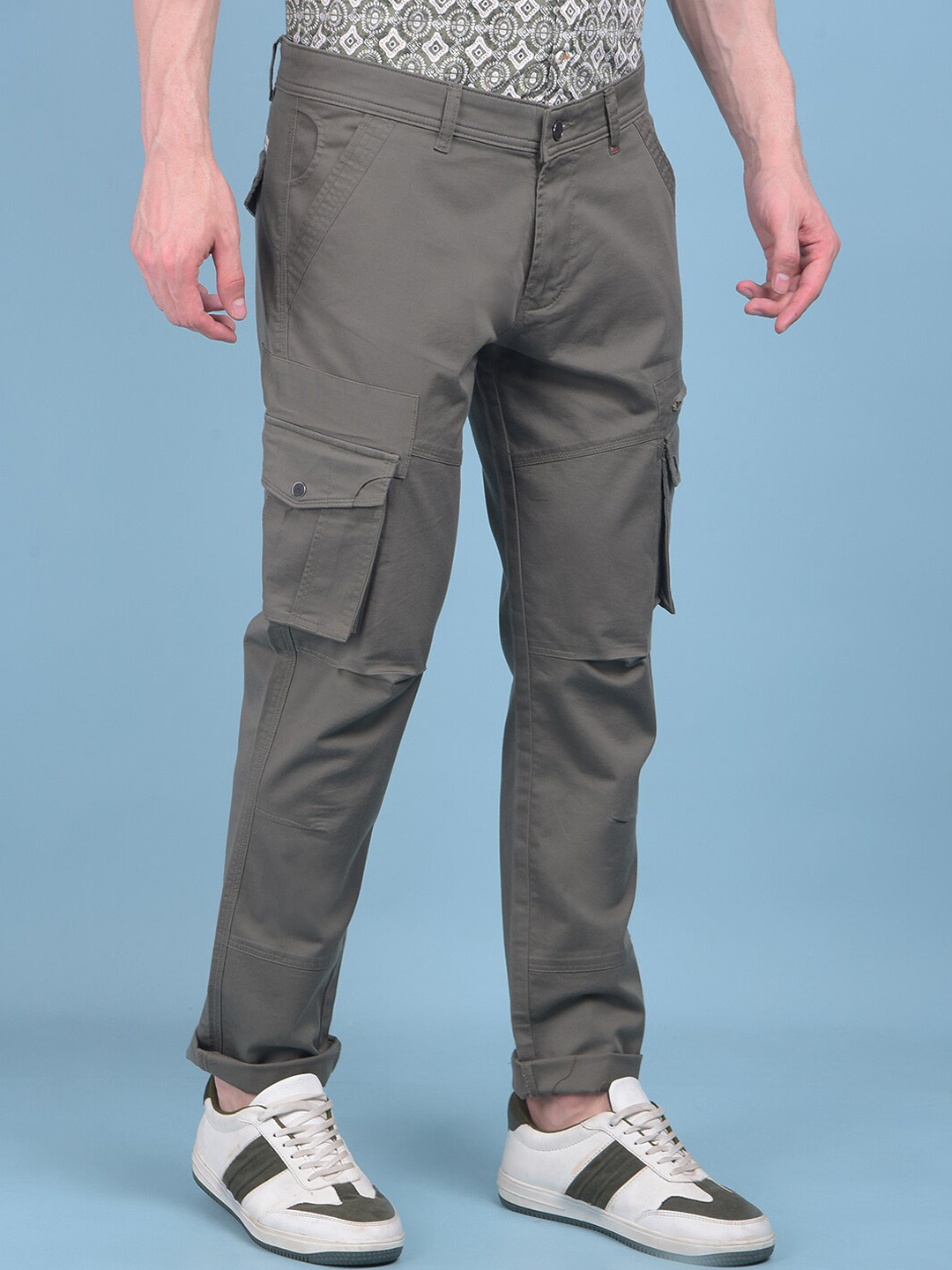 Crimsoune Club Men Smart Easy Wash Cotton Regular Fit Cargo Trouser