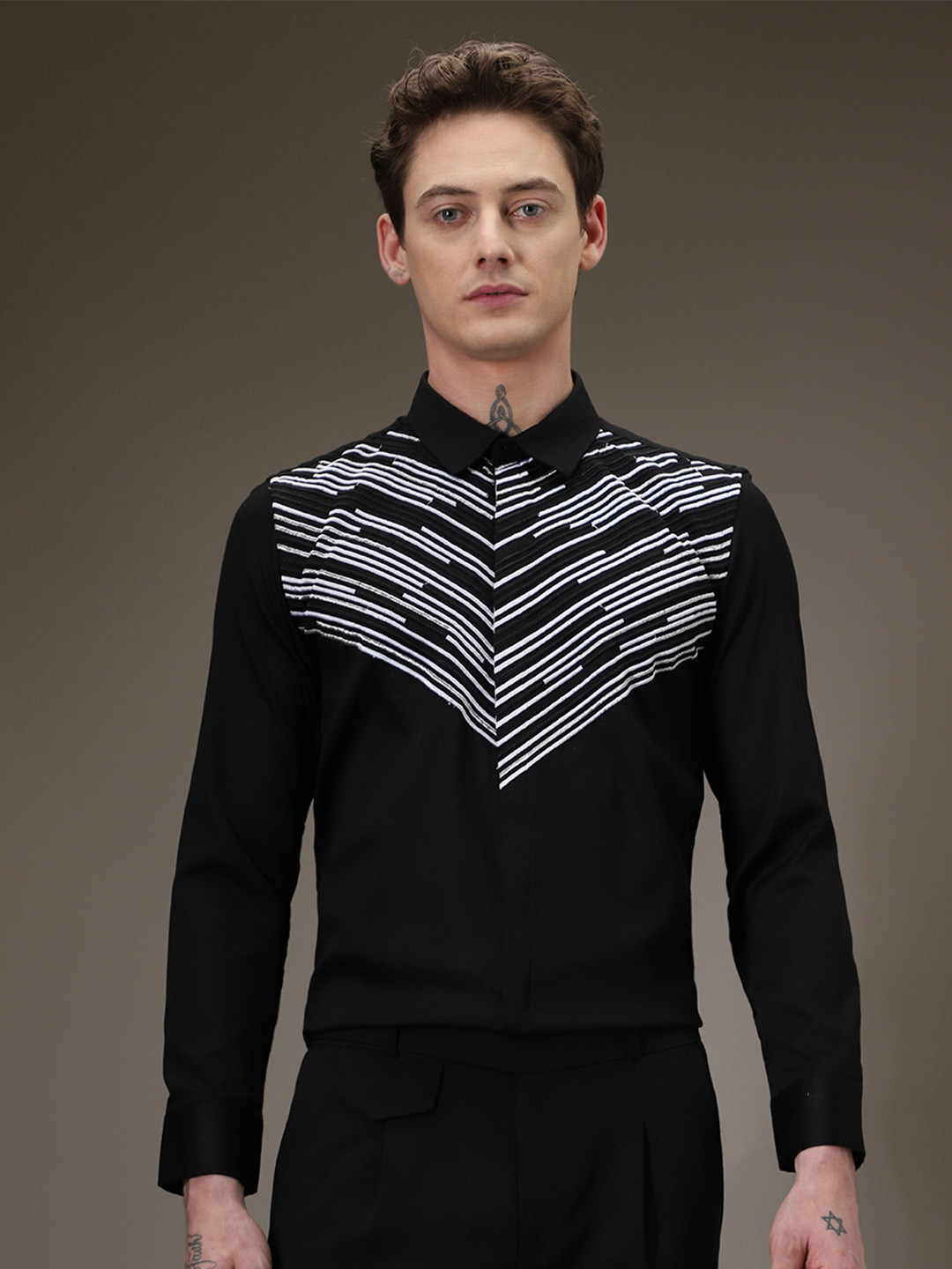 Banana Club Men Premium Slim Fit Opaque Striped Party Shirt