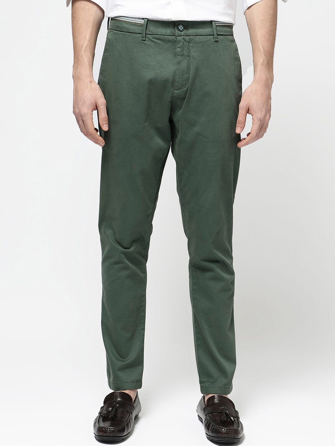 RARE RABBIT Men Green Regular Fit Plain Trouser