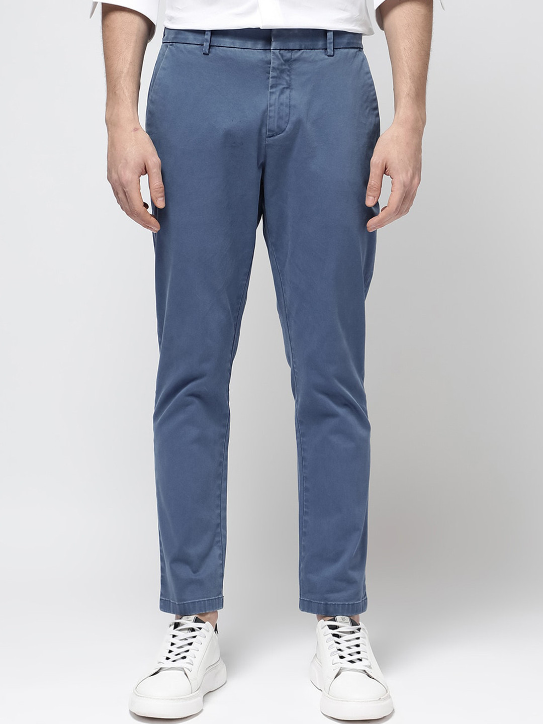 RARE RABBIT Men Blue Regular Fit Plain Trouser
