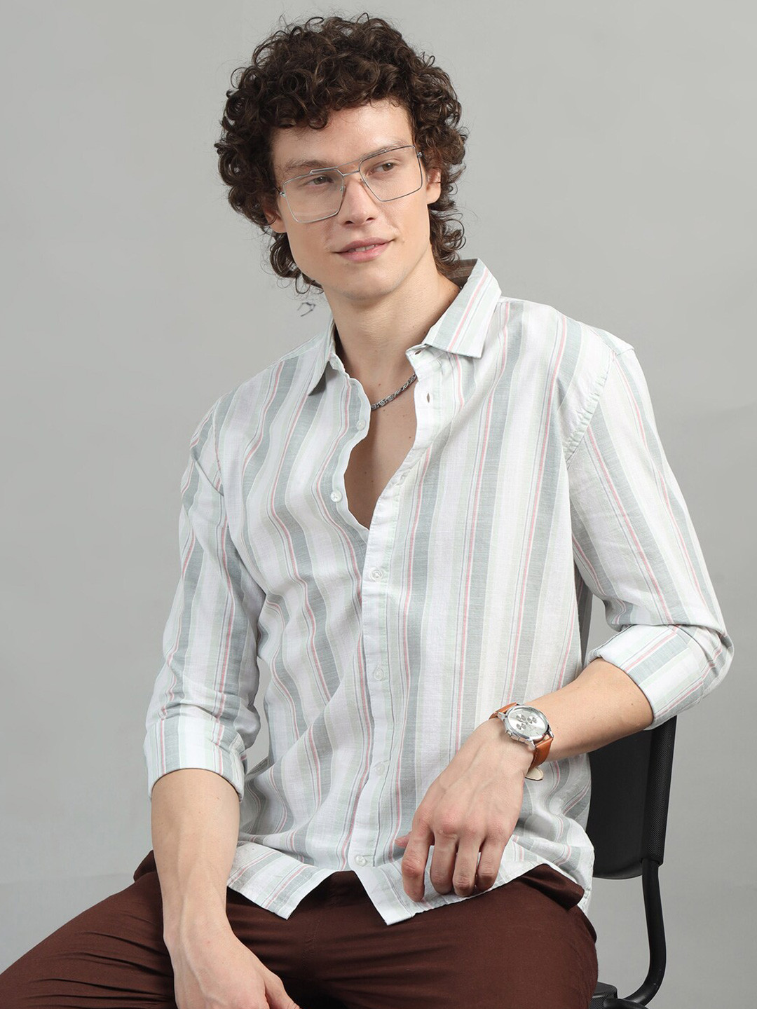 Bushirt Classic Striped Cotton Casual Shirt