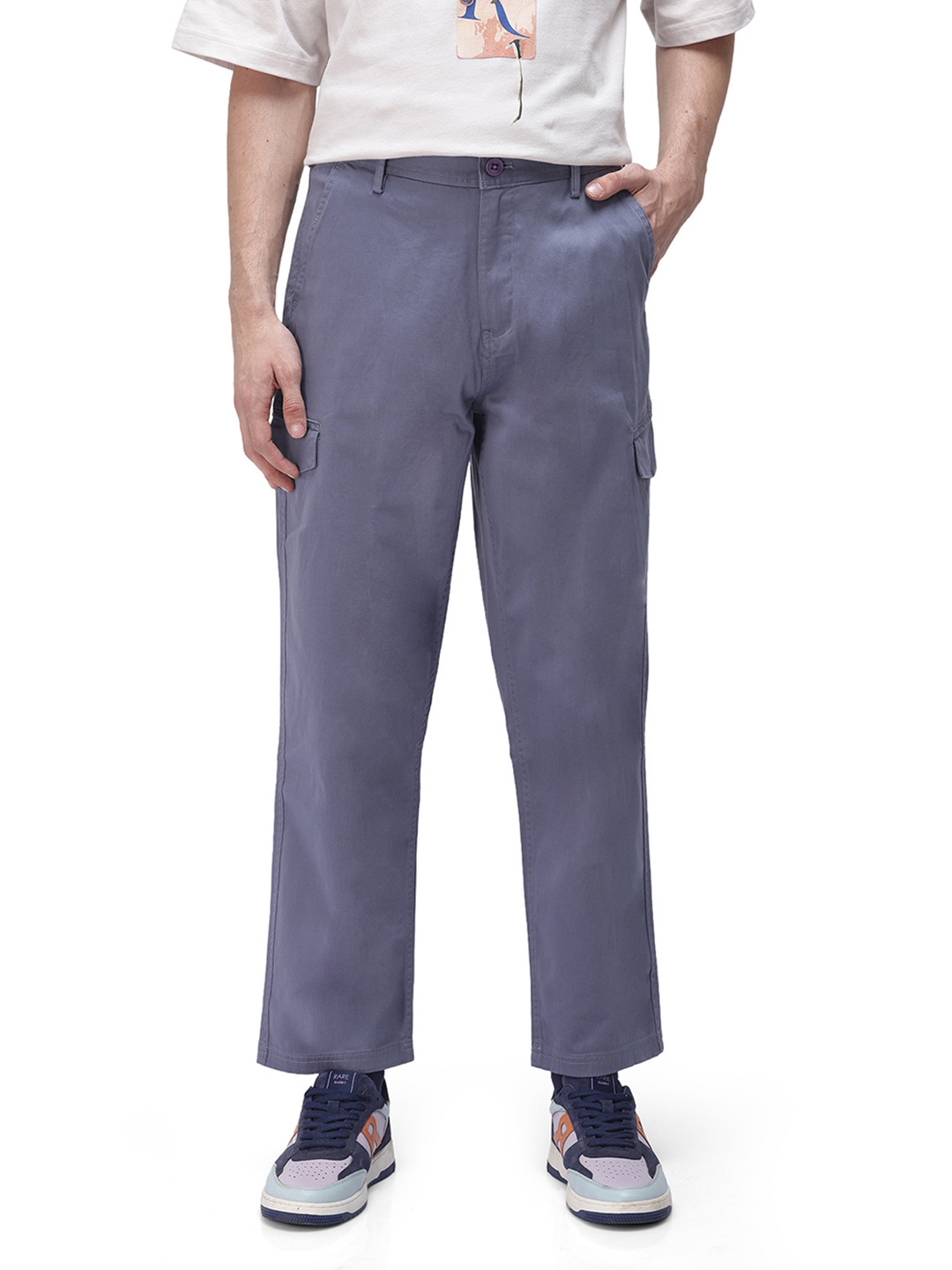 RARE RABBIT Men Blue Regular Fit Plain Trouser