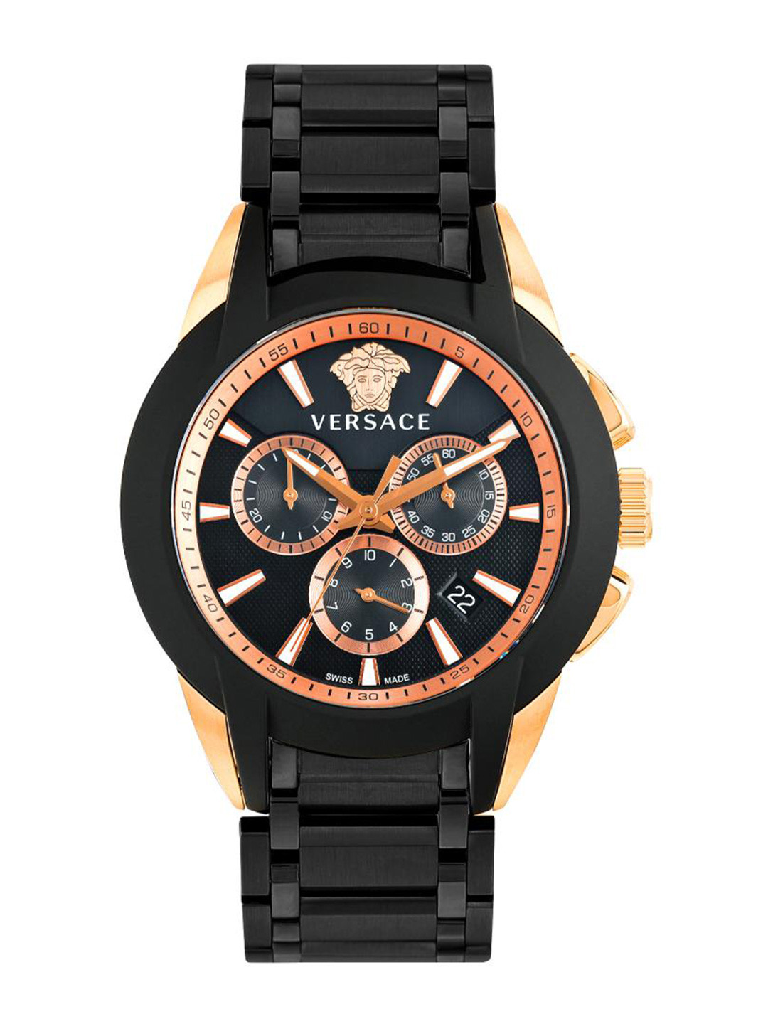 Versace Men Brass Dial & Stainless Steel Straps Analogue Watch VEM800418