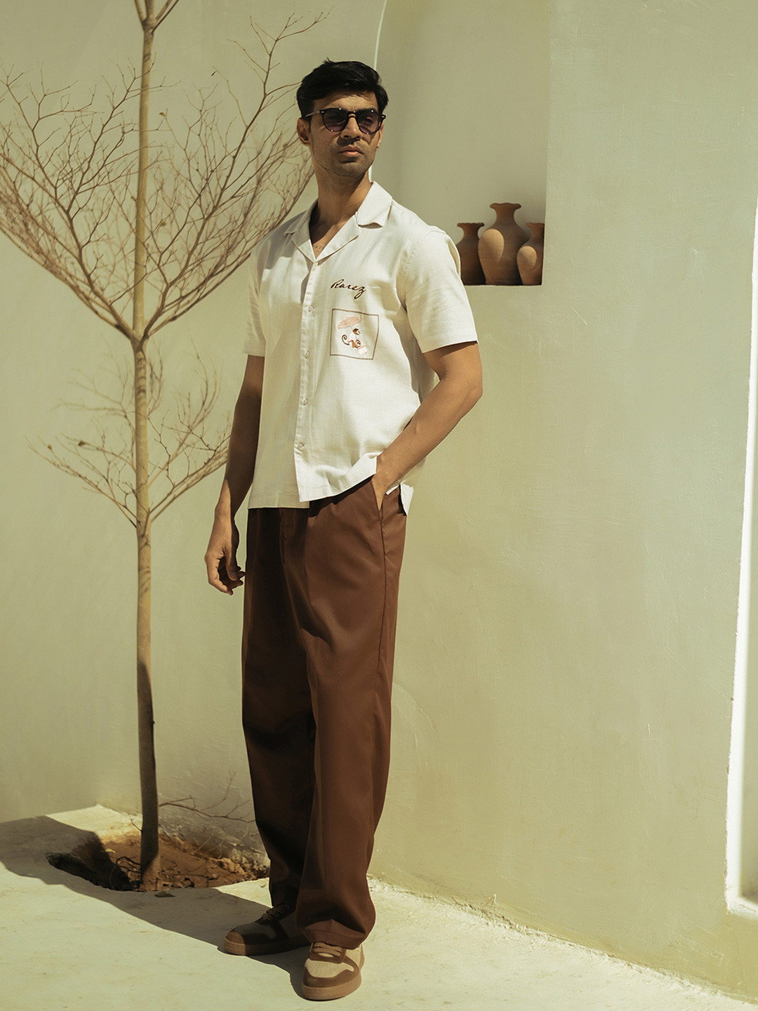 RARE RABBIT Men Brown Relaxed Fit Plain Trouser
