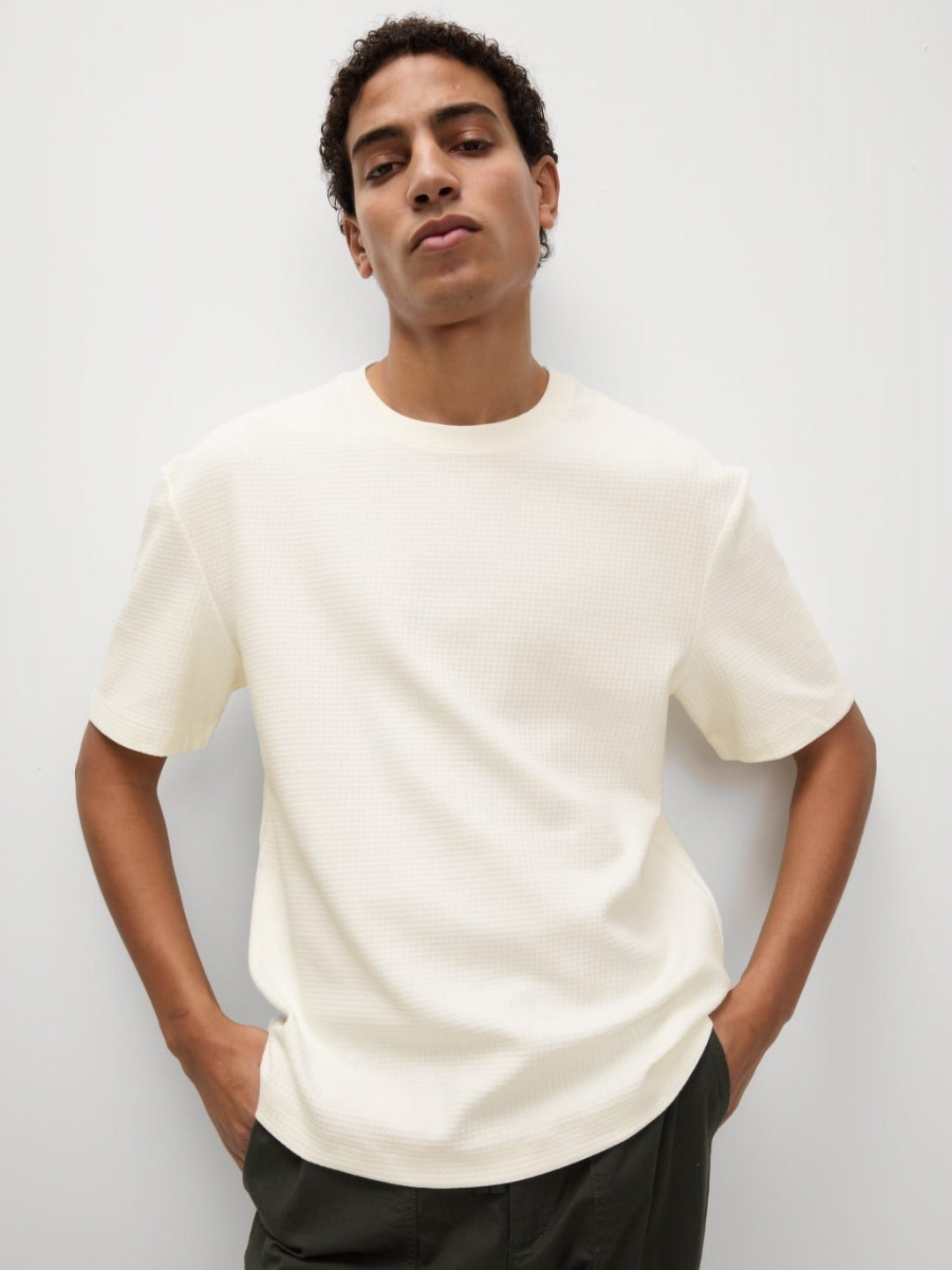 Marks & Spencer Relaxed Pure Cotton Waffle T-Shirt
