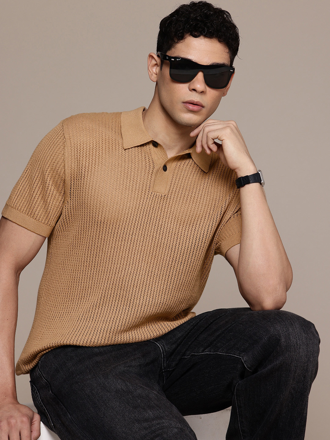 GAP Self Designed Polo Collar Pure Cotton T-shirt