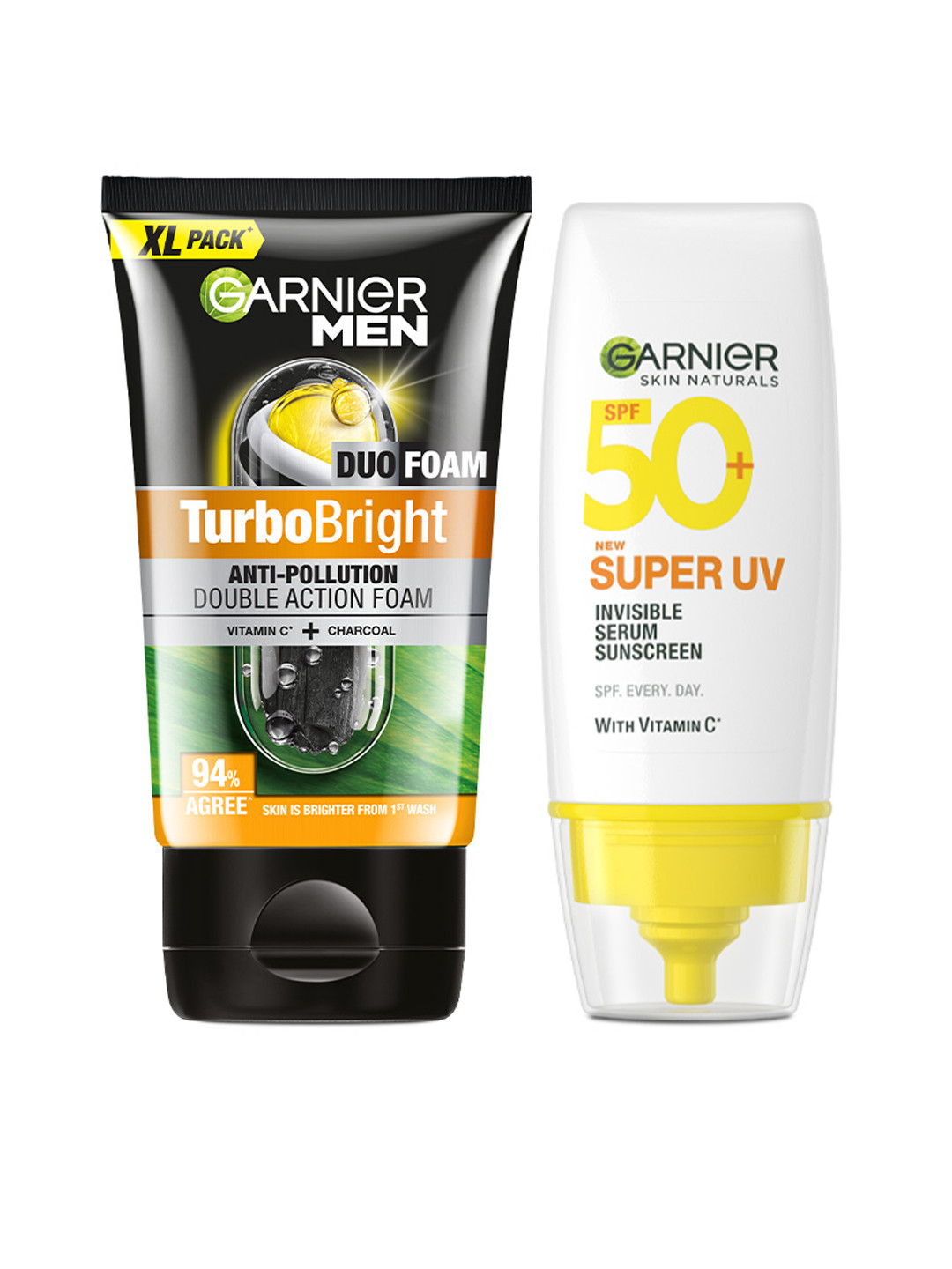 Garnier Men John's Skincare Essentials-TurboBright Face Wash 150g + SuperUV Sunscreen 30ml