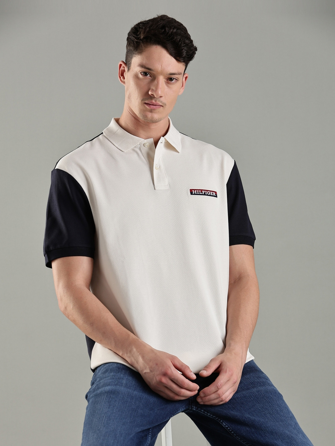 Tommy Hilfiger Men Colourblocked Polo Collar T-shirt