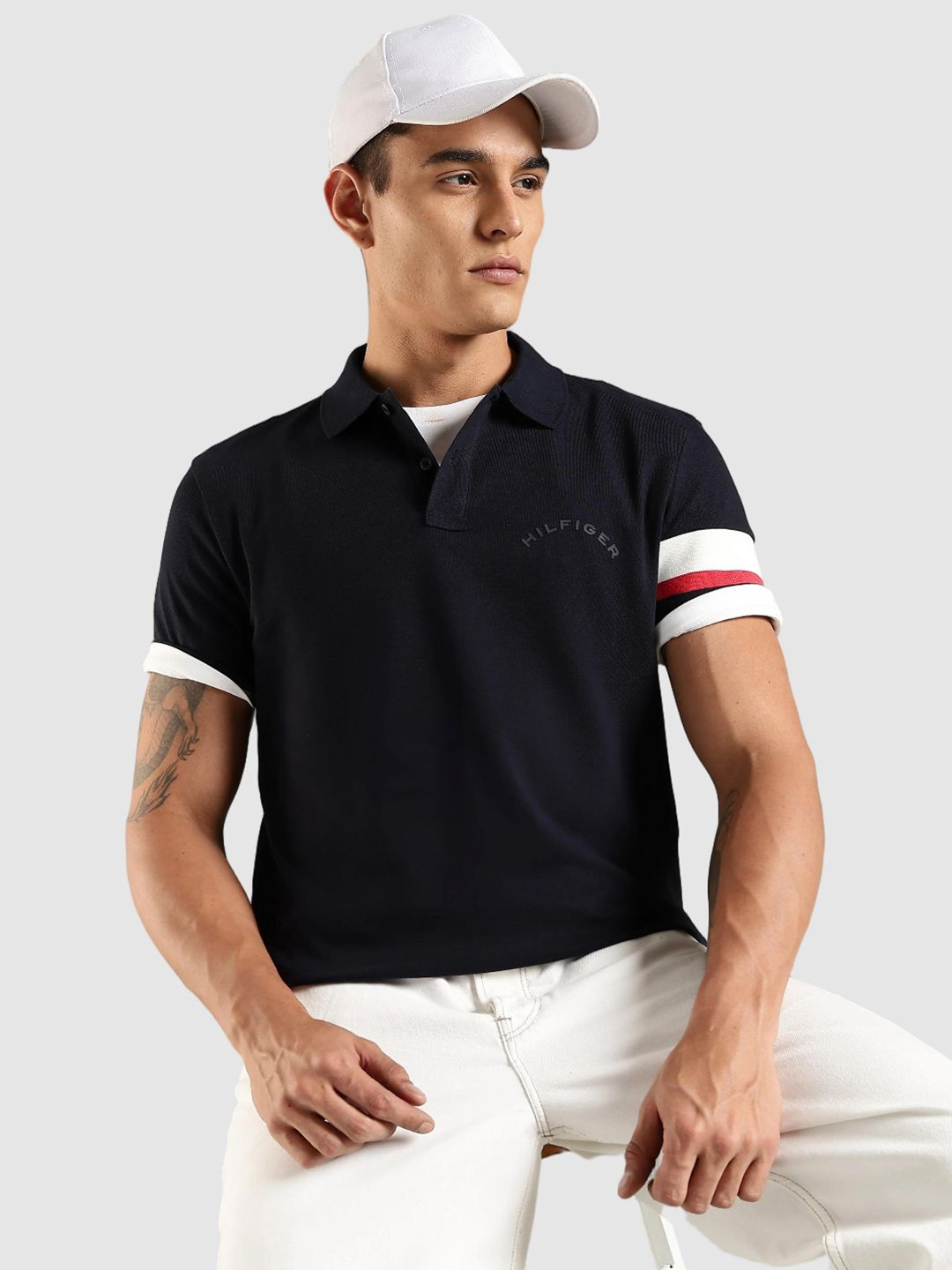 Tommy Hilfiger Striped Polo Collar Cotton T-shirt
