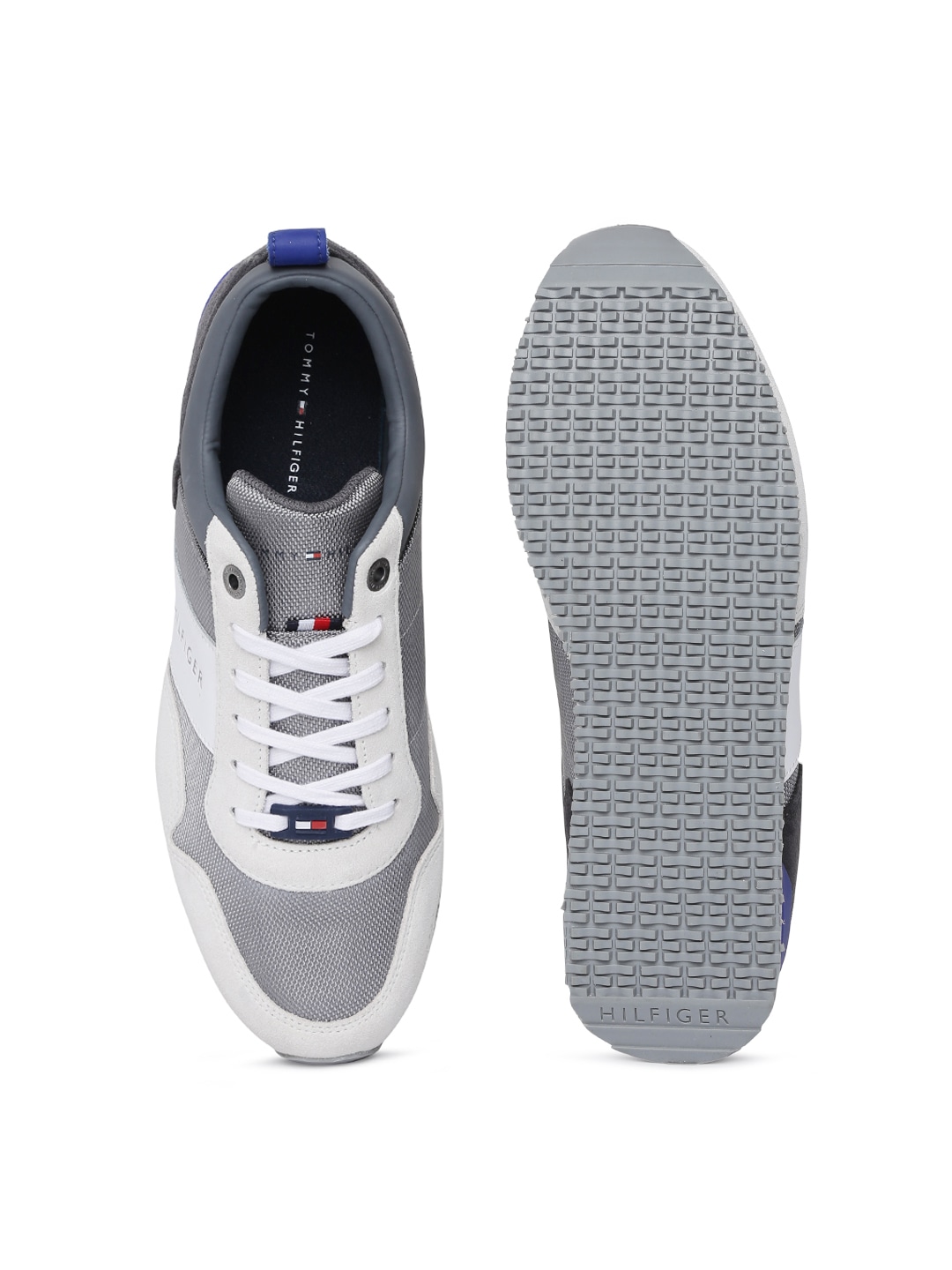 Tommy Hilfiger
Men Off-White & Grey Leather Sneakers