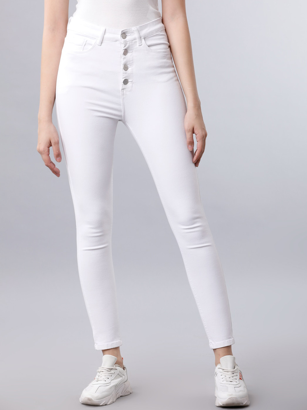 Women White Slim Fit High-Rise Clean Look Jeans