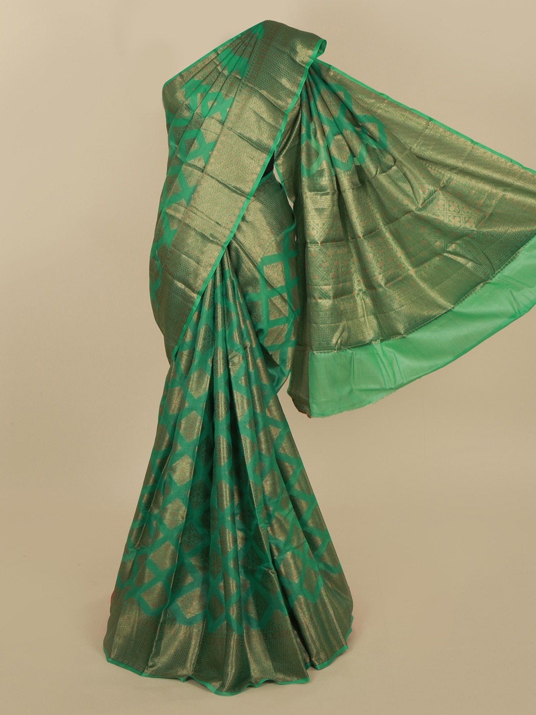 Pothys Green Jute Silk Woven Design Tussar Saree