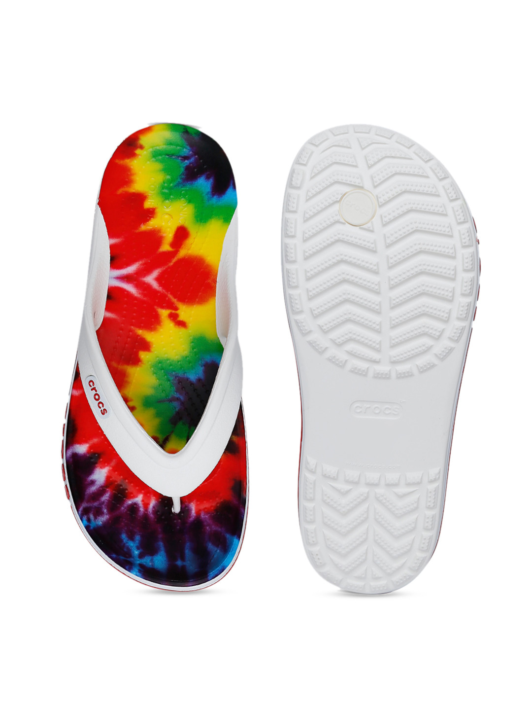 Crocs Unisex White & Pink Bayaband Thong Flip-Flops - Image 4
