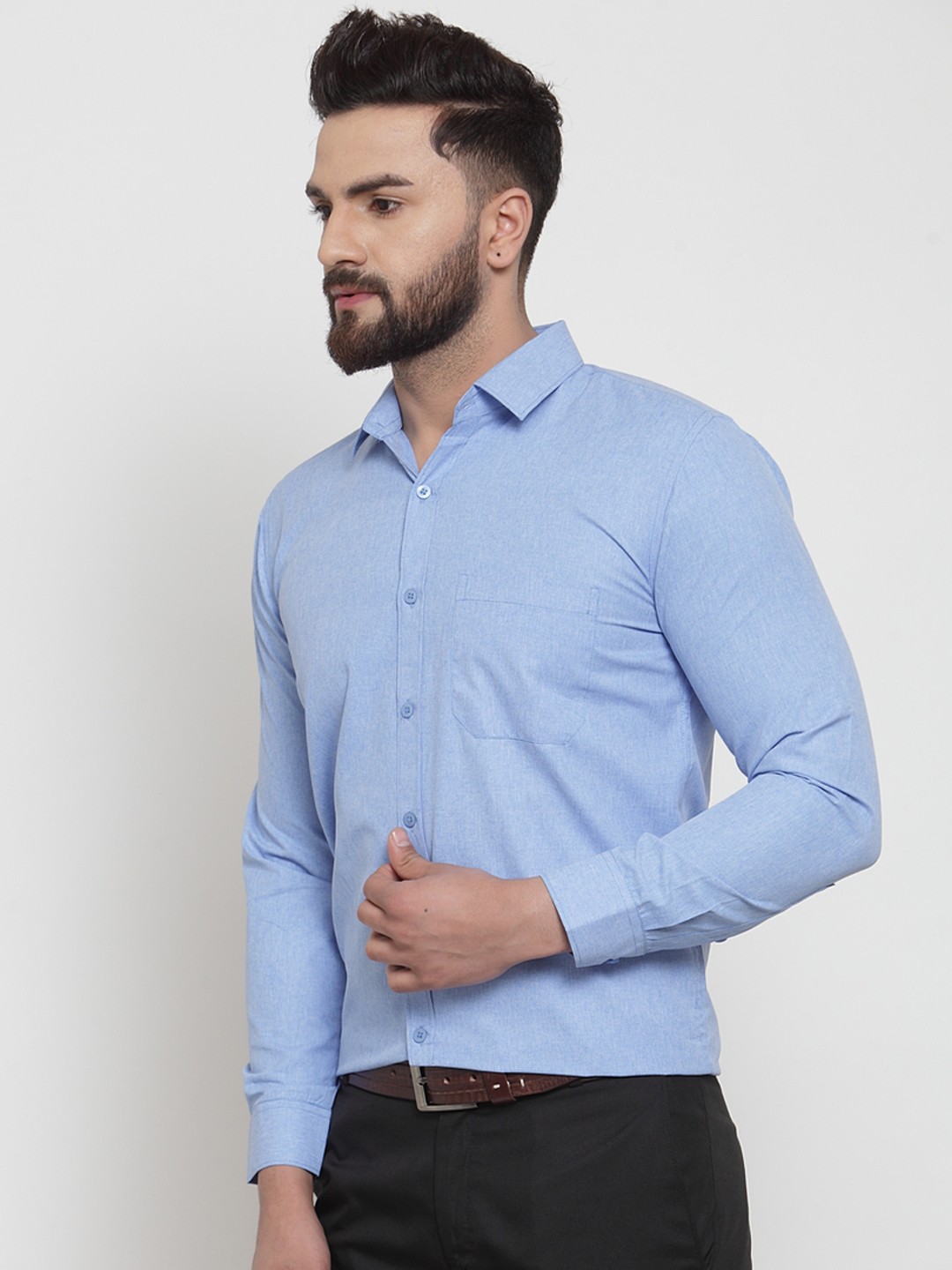 JAINISH Regular Fit Solid Formal Shirt in Blue