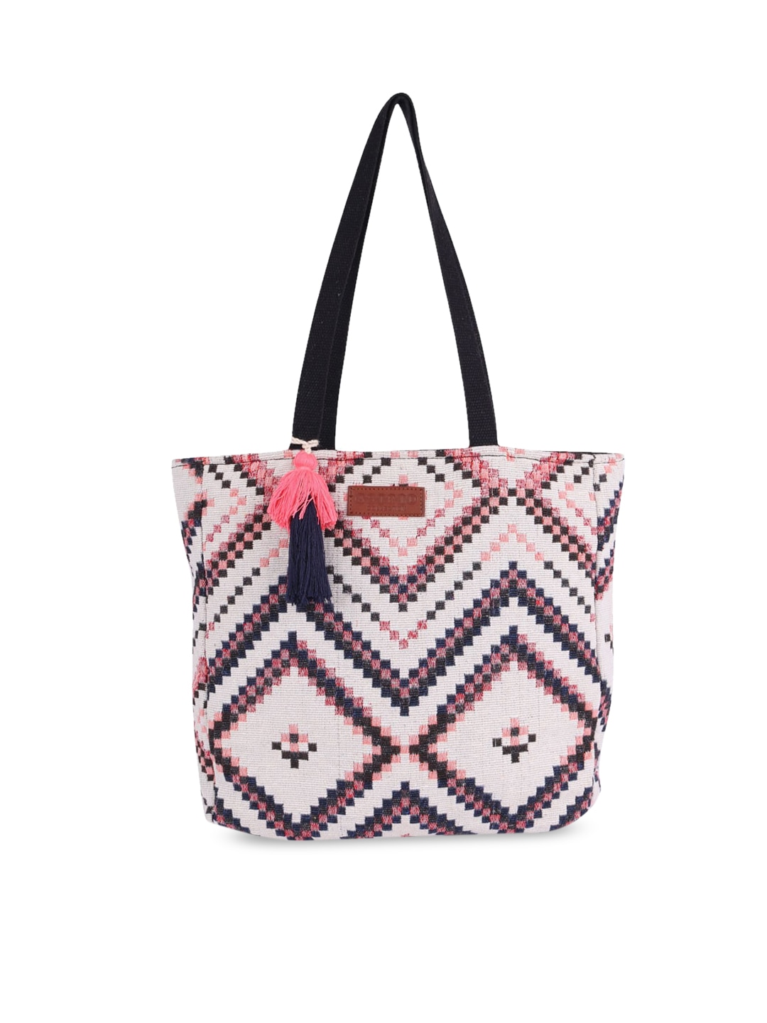 ASTRID Pink Self Design Tote Bag