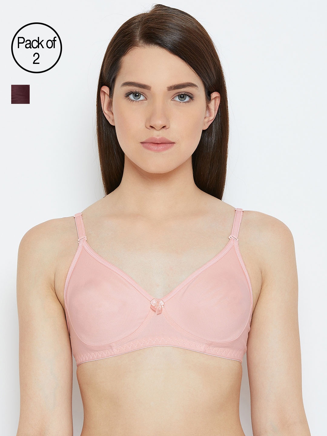 

Lady Lyka Women Peach and Burgundy Pack of 2 Everyday Bras ENTIZER-11-PCH-WHN