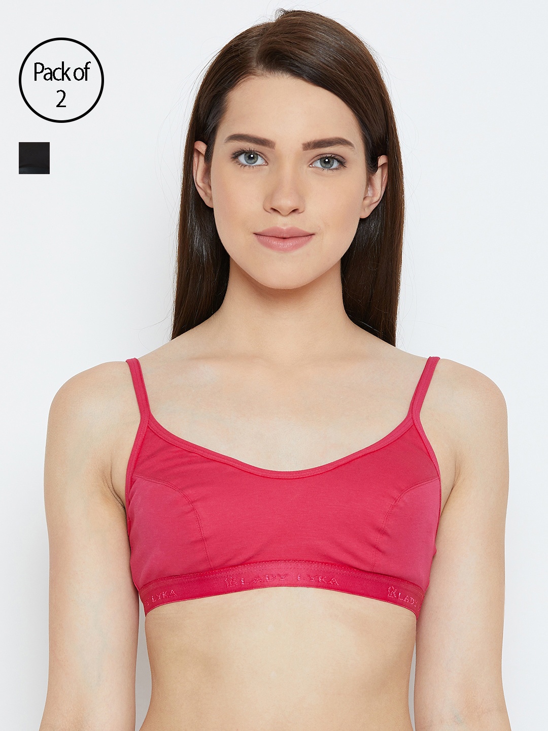 

Lady Lyka Women Black and Fuschia Pack of 2 Beginners Bras ATHLETE-BLK-FCA-Multi