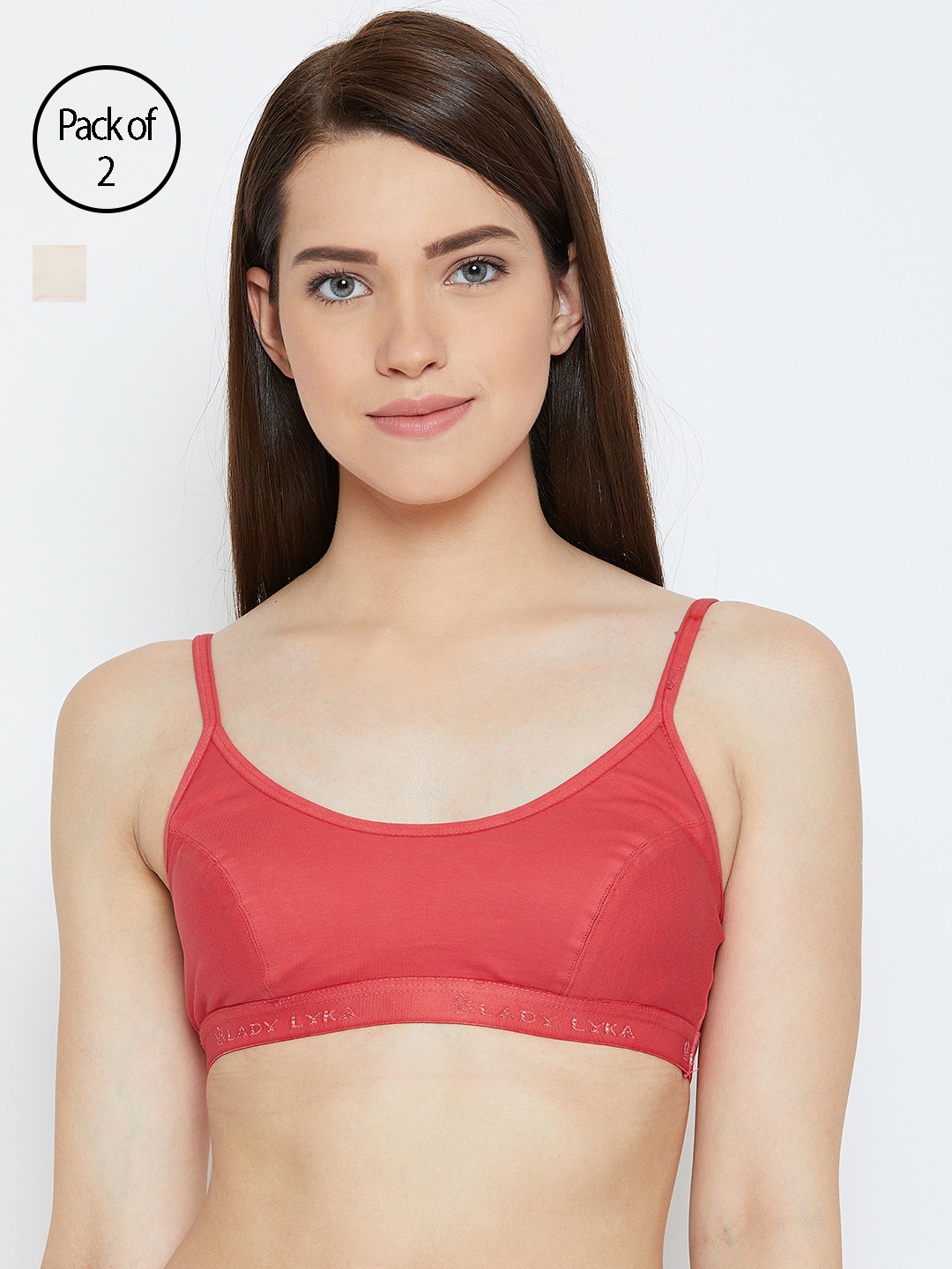 

Lady Lyka Women Red and Beige Pack of 2 Beginners Bras ATHLETE-RED-SKN-Multi
