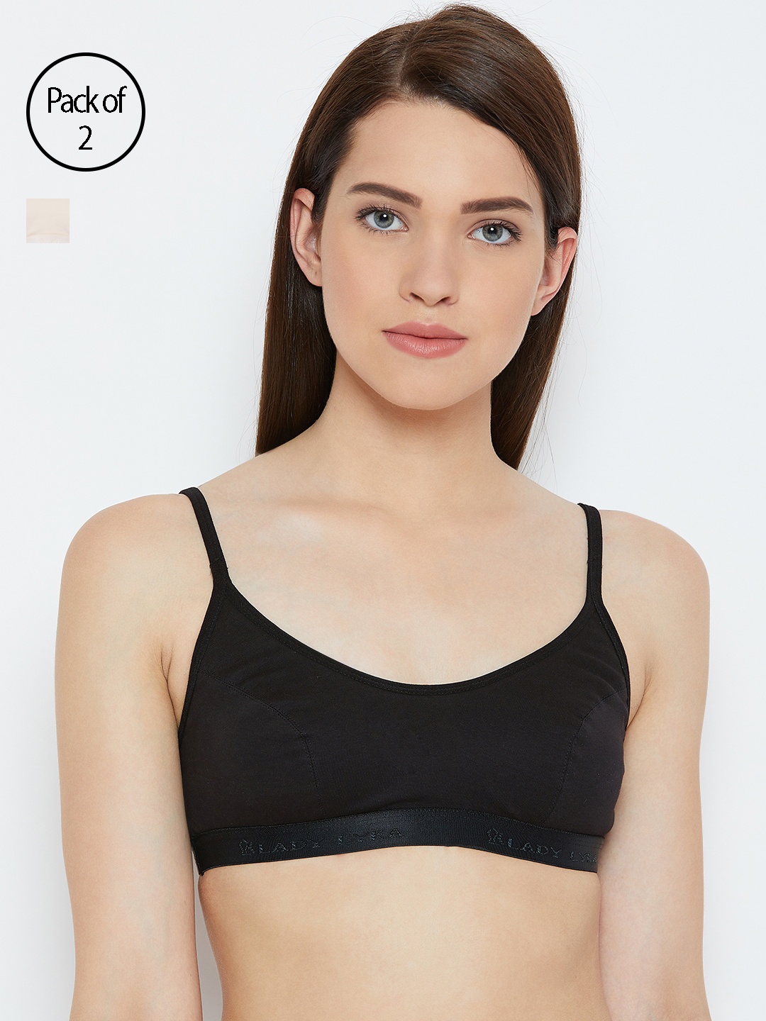 

Lady Lyka Women Black and Beige Pack of 2 Beginners Bras ATHLETE-SKN-BLK-Multi