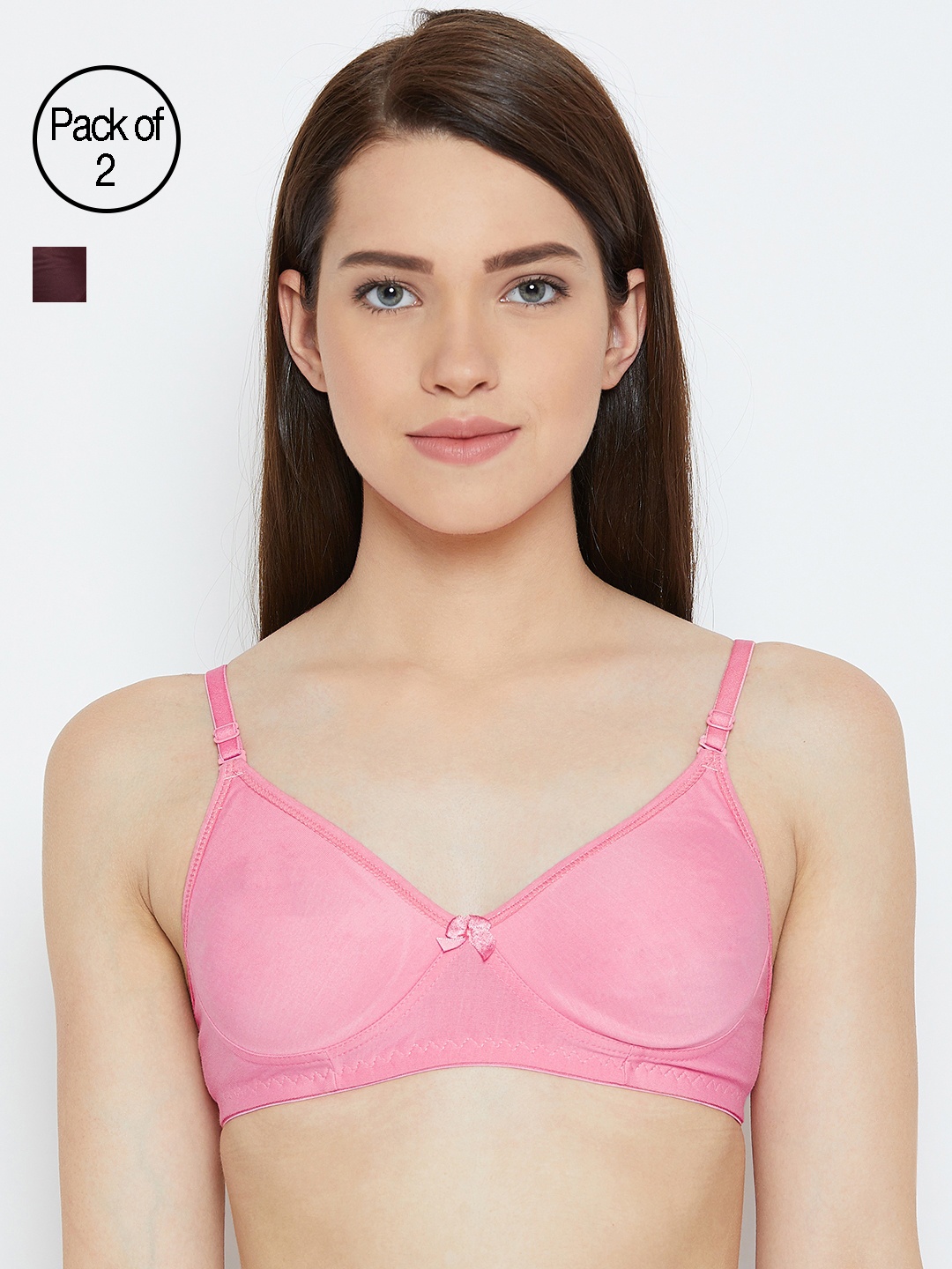 

Lady Lyka Women Peach and Burgundy Pack of 2 Everyday Bras ENTIZER-11-PLM-WHN-Multi