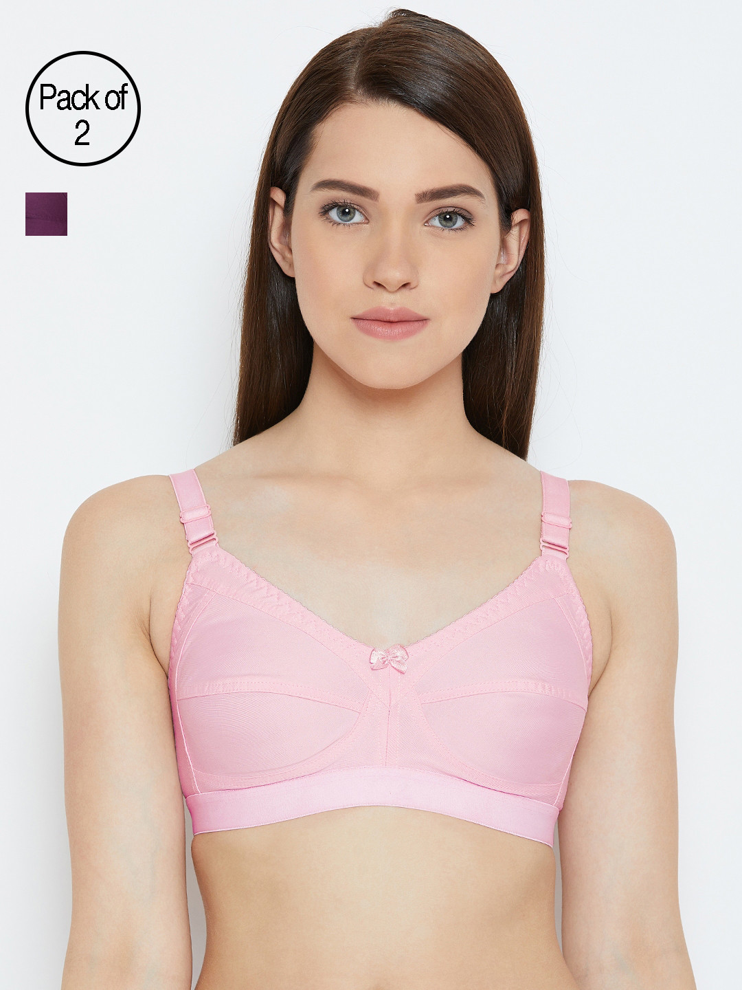 

Lady Lyka Women Pink and Burgundy Pack of 2 Everyday Bras MONALISA-PNK-WHN-Multi