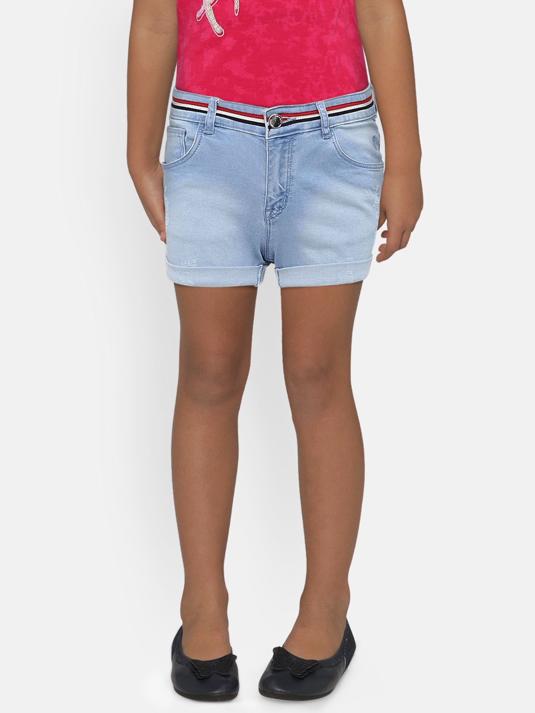 

Gini and Jony Girls Blue Solid Regular Fit Denim Hot Pants