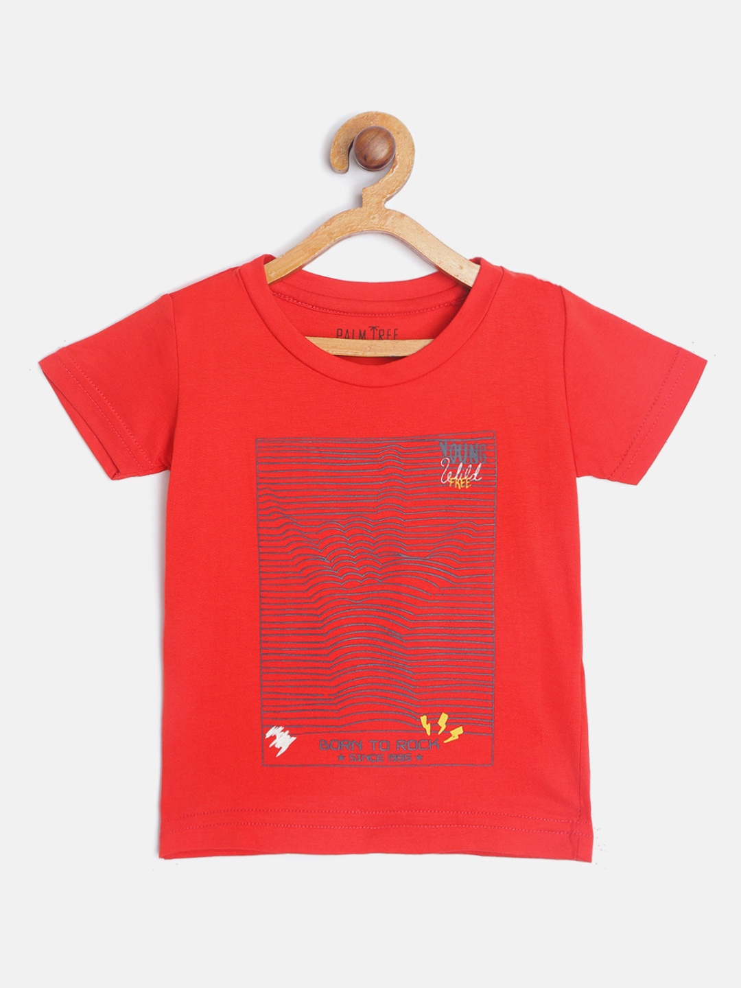 

Palm Tree Boys Red Navy Blue Pure Cotton Graphic Print Pure Cotton T-shirt