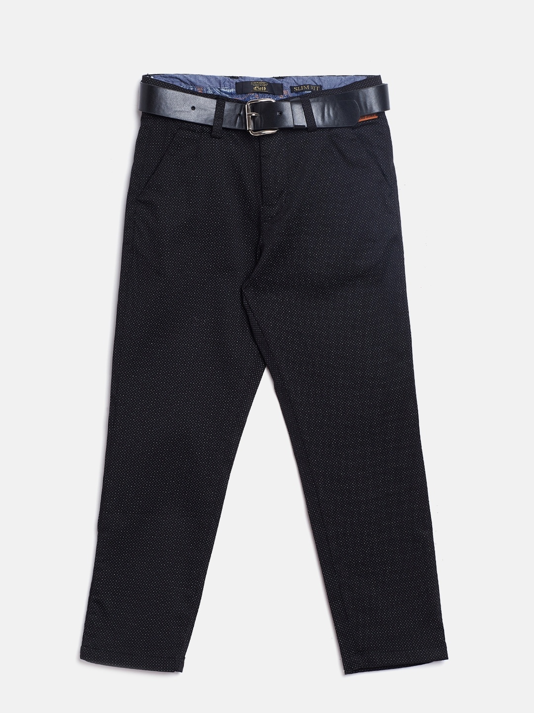 

Gini and Jony Boys Black & White Regular Fit Printed Chinos with Belt