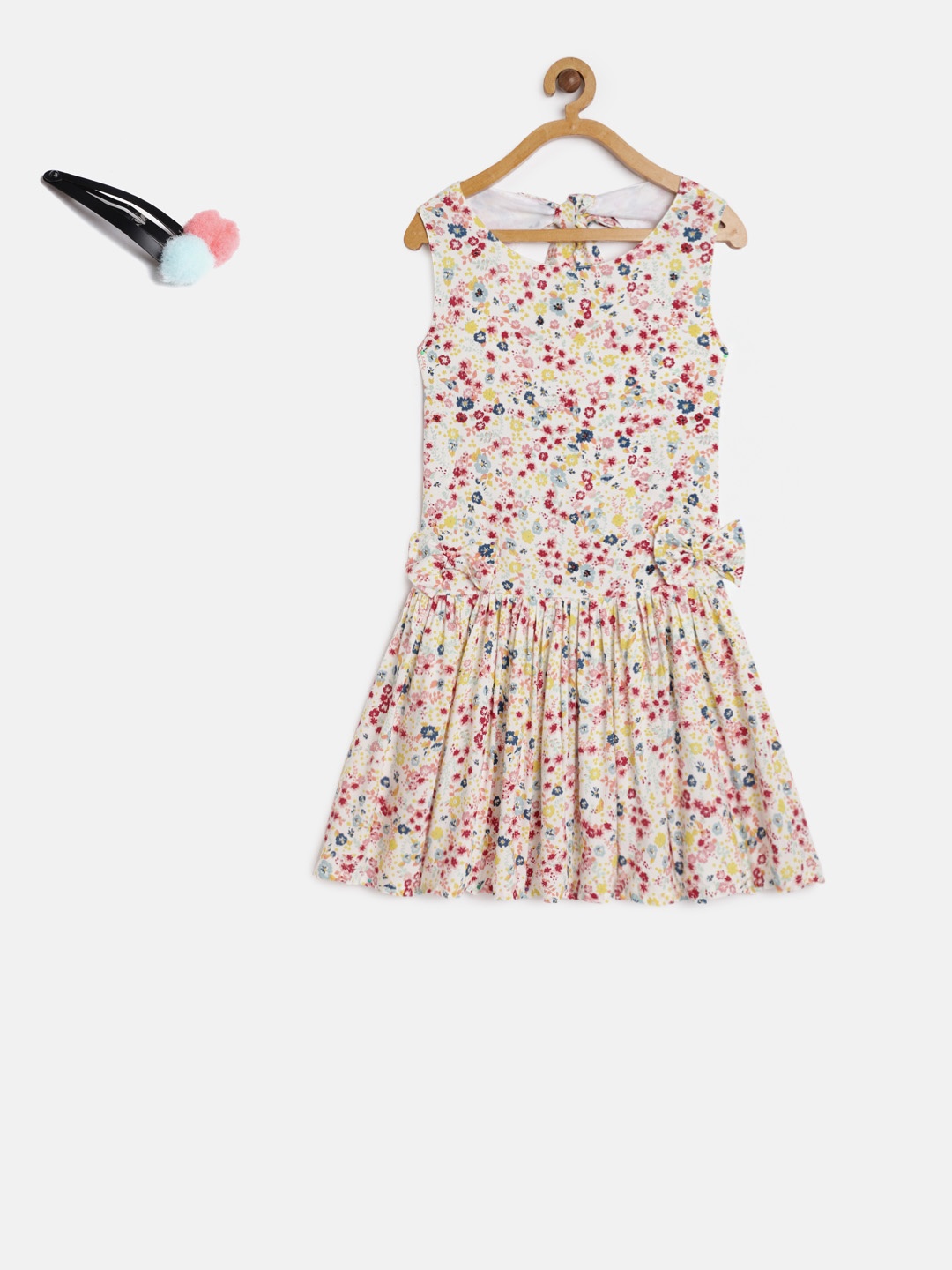 

Gini and Jony Girls Beige & Red Printed Drop-Waist Dress