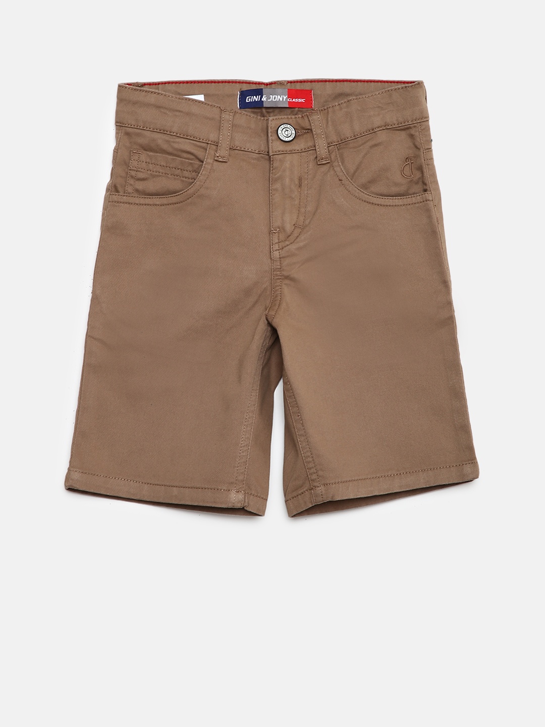 

Gini and Jony Boys Brown Solid Regular Fit Shorts