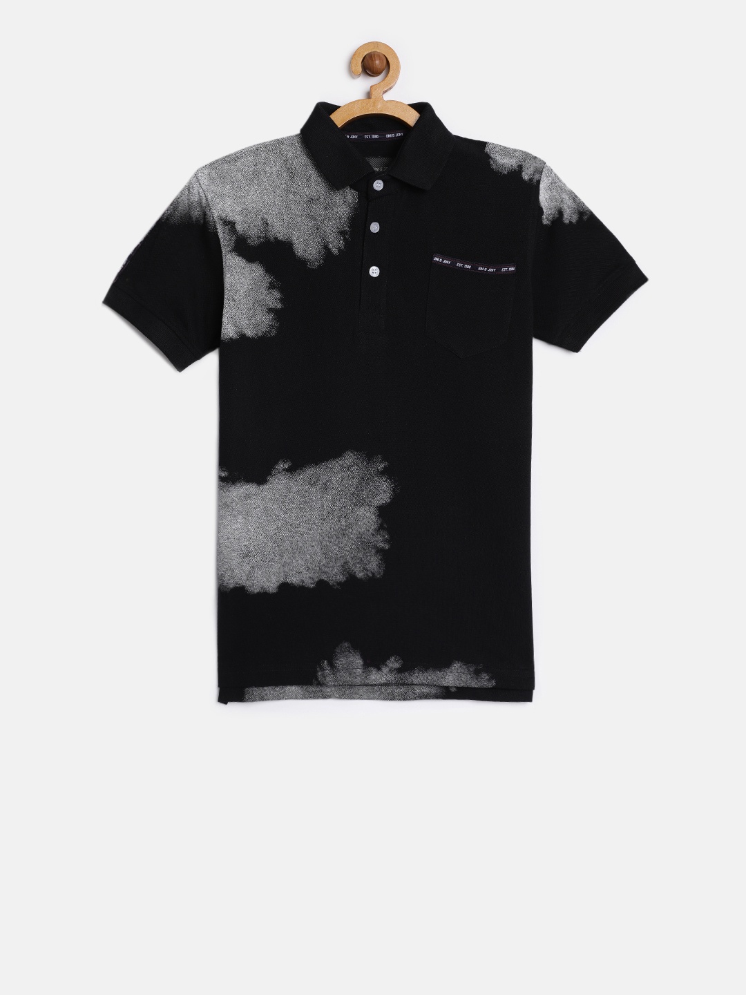 

Gini and Jony Boys Black Printed Polo Collar T-shirt