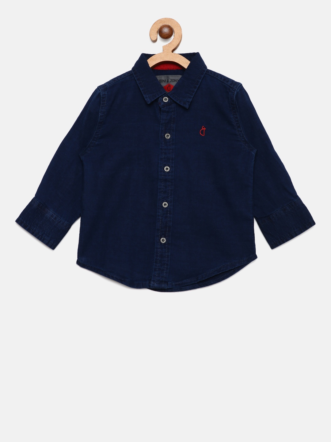 

Gini and Jony Boys Navy Blue Regular Fit Solid Casual Shirt