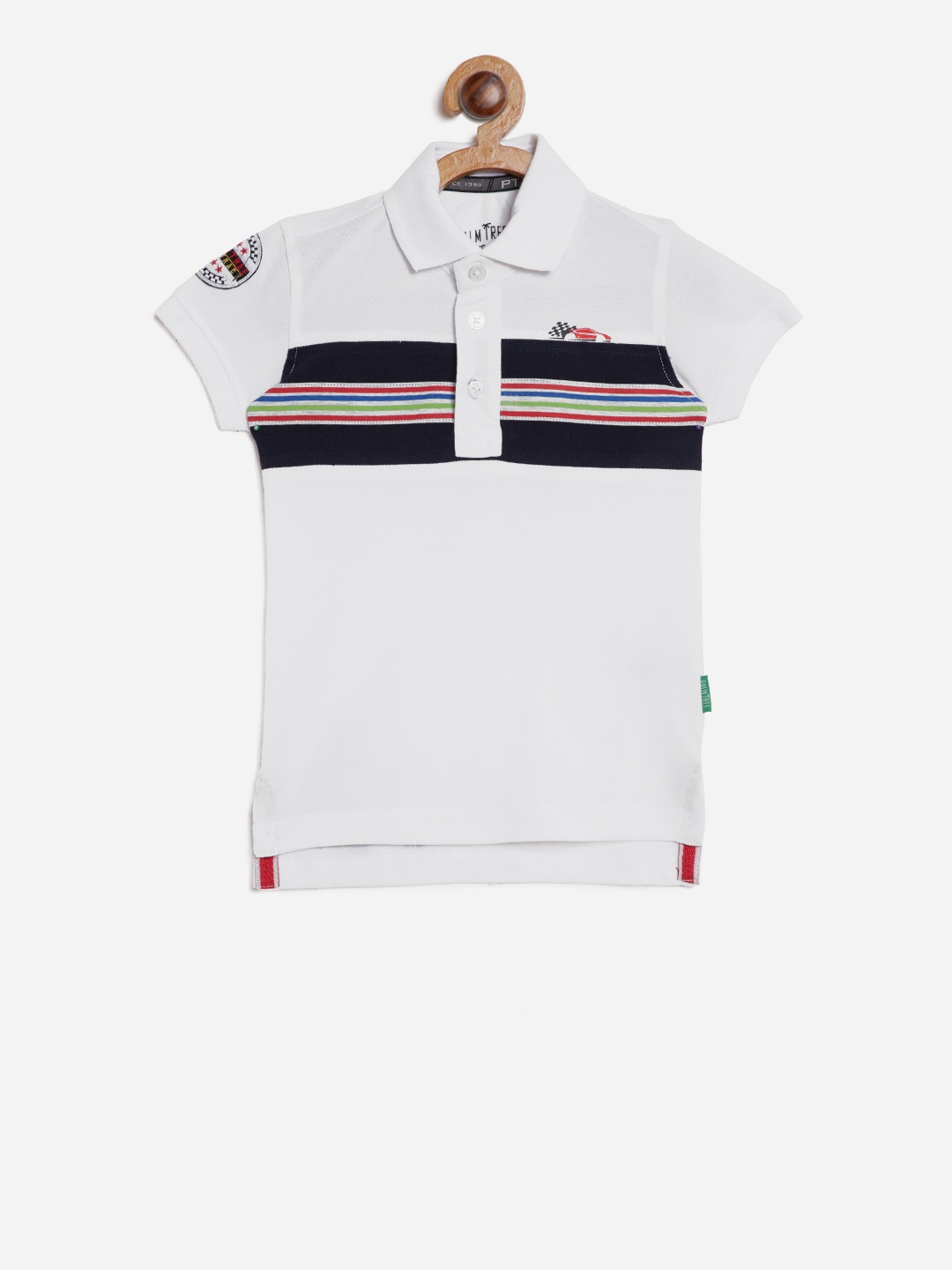 

Palm Tree Boys White Solid Polo Collar Pure Cotton T-shirt