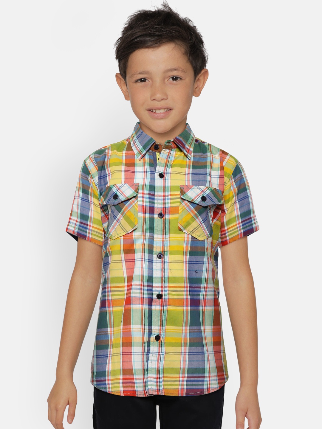 

Palm Tree Boys Multicoloured Regular Fit Checked Casual Shirt, Multi