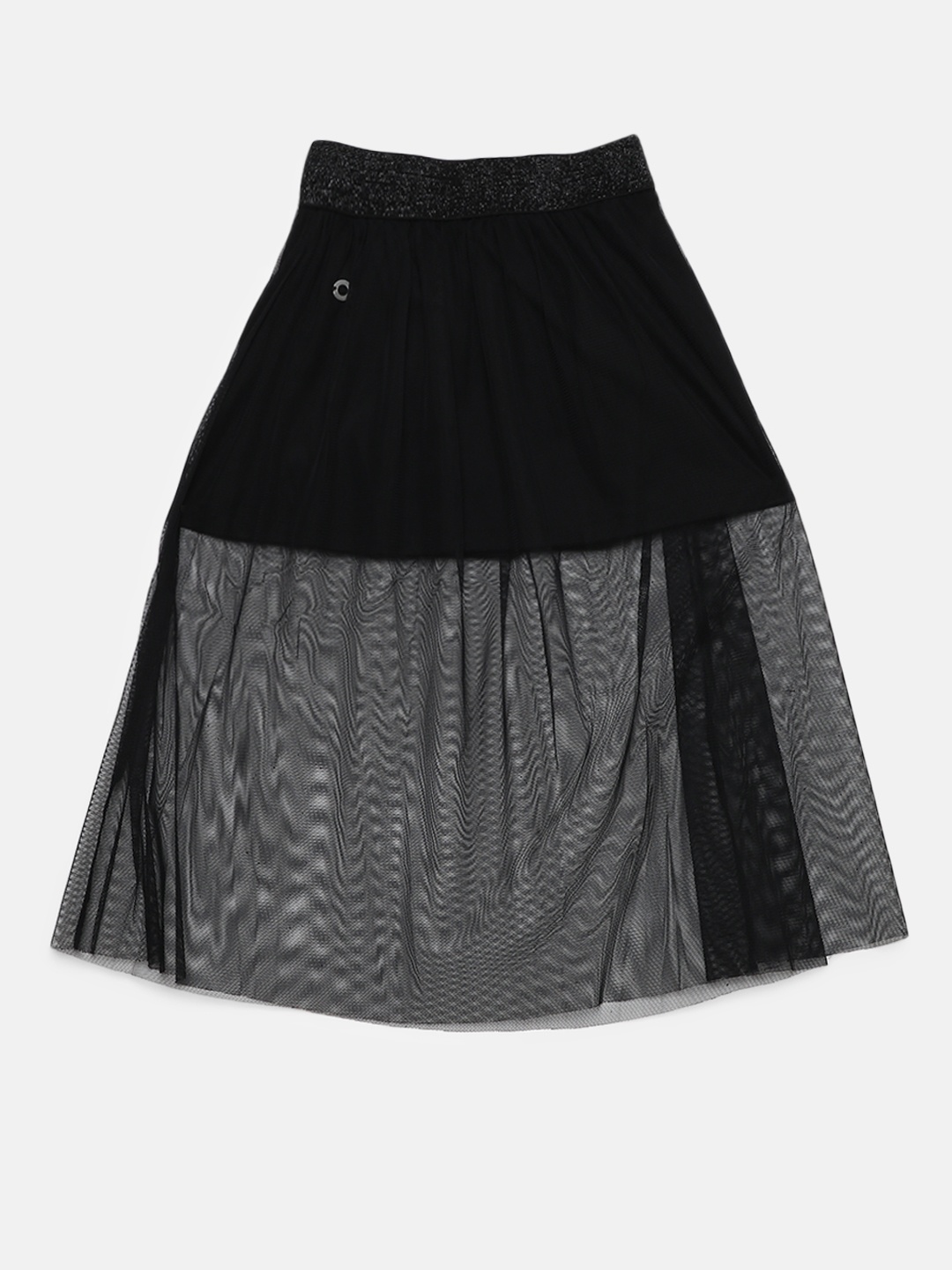 

Gini and Jony Girls Black Net Solid Semi Sheer A-Line Skirt